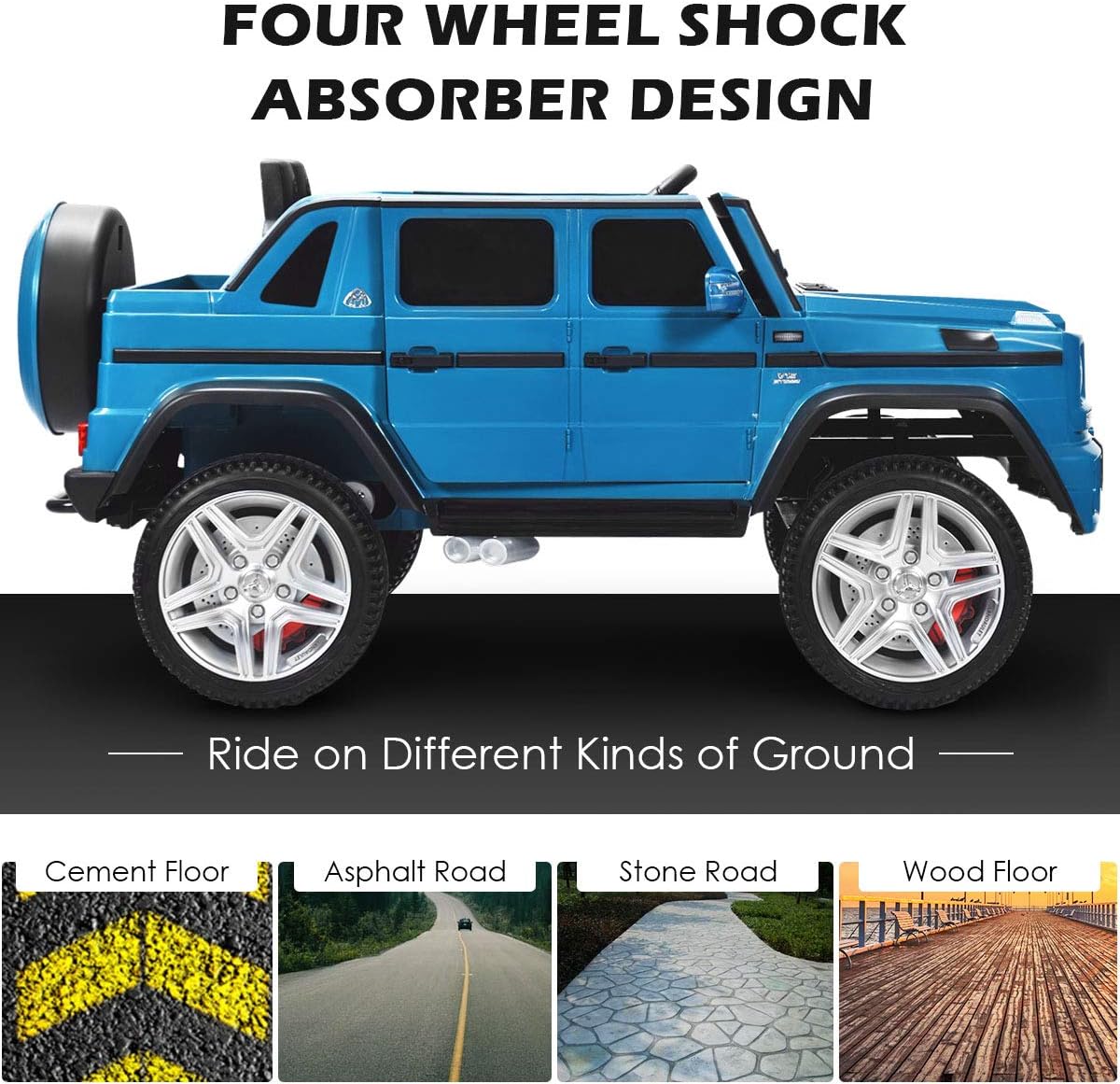 HONEY JOY Ride On Truck, Licensed Mercedes-Benz Maybach G650 Battery Powered Ride On Toys Car w/Remote Control, LED Lights, Music, Slow Start, 12V Electric Cars for Kids, Gift for Boys Girls (Black)