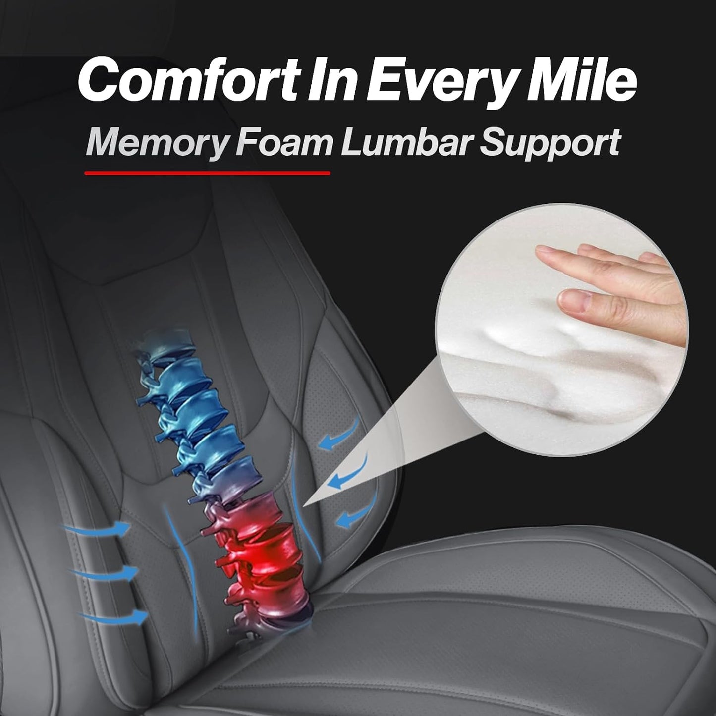 Coverland Custom Car Seat Covers Compatible with 2004-2015 Titan King Cab, Crew Cab - Premium Leather Non-Slip Memory Foam Waterproof Interior Protector Front Seat-Dark Gray [See Size Chart-Size A75]