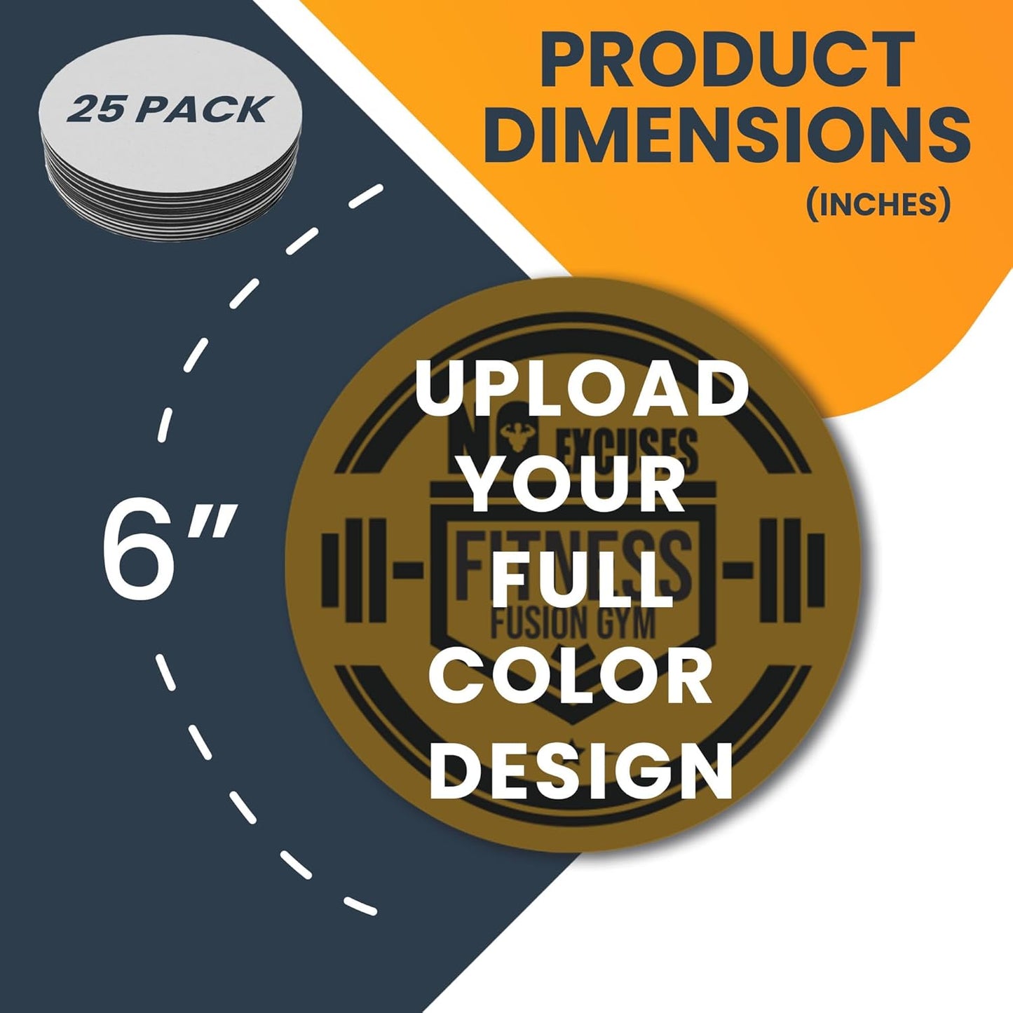 Magnet Me Up Customizable 30 Mil Round Magnet- 6”, 25 PK Weatherproof Car Magnet for Businesses, Sports Teams, Fundraiser, Personal Expression- Custom Text & Logo- Strong Magnetic Vinyl for Vehicles