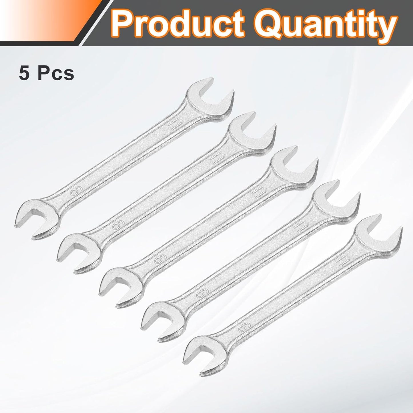 HARFINGTON 5pcs Double Open End Wrench 9mm x 11mm Metric 15 Degree Offset Angle Small Flat Head Wrench Galvanizing Open Ended Spanner for Automotive Repair Furniture Assembly