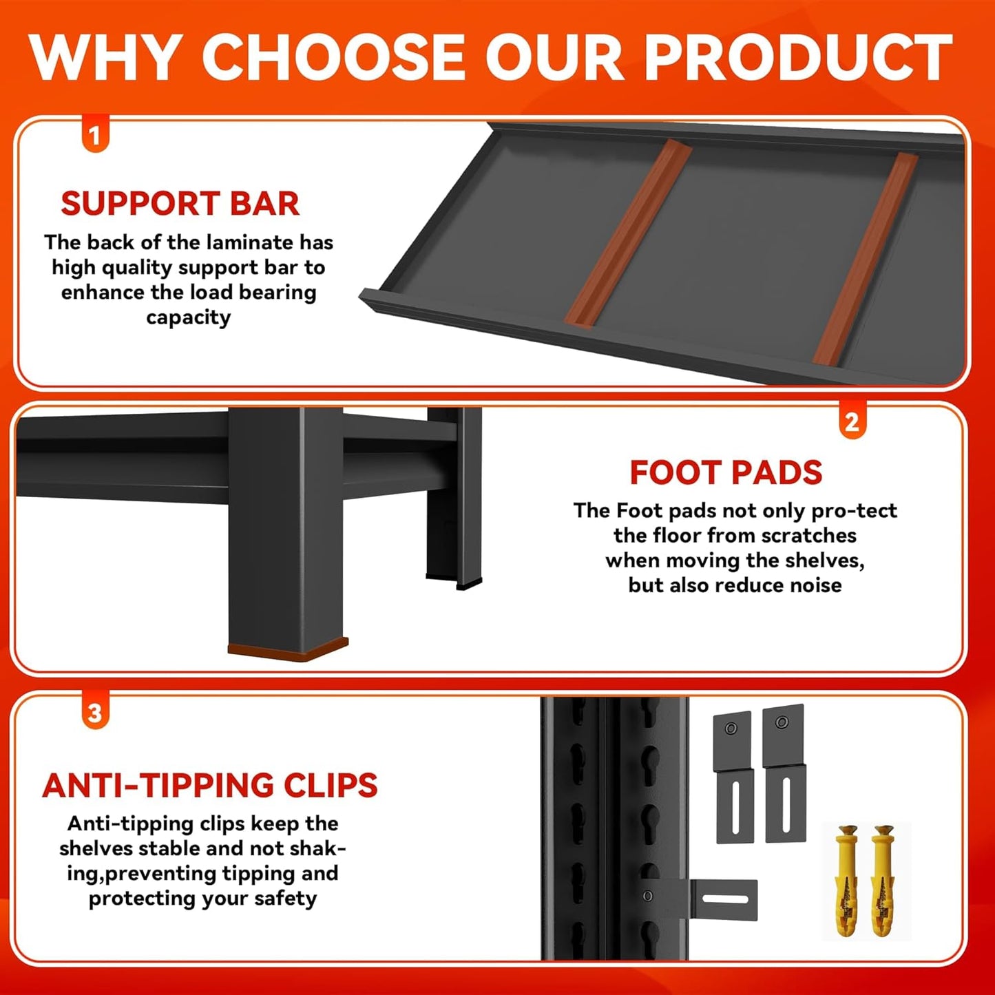 55"H Garage Shelving 2400LBS Capacity Heavy Duty Steel Storage Shelves, Adjustable 4 Tier Metal Shelf Industrial Rack Unit for Garage, Utility Room, Warehouse and Basement, Black (14"Dx40"Wx55"H)