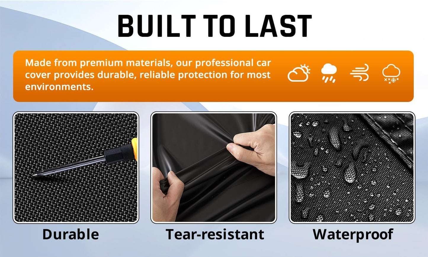 Toyota 4Runner Car Cover Waterproof All Weather with Silver Strip Design, Custom Fit for Toyota 4Runner 2003–2025, 4Runner Accessory with Door Zipper & Windproof Straps