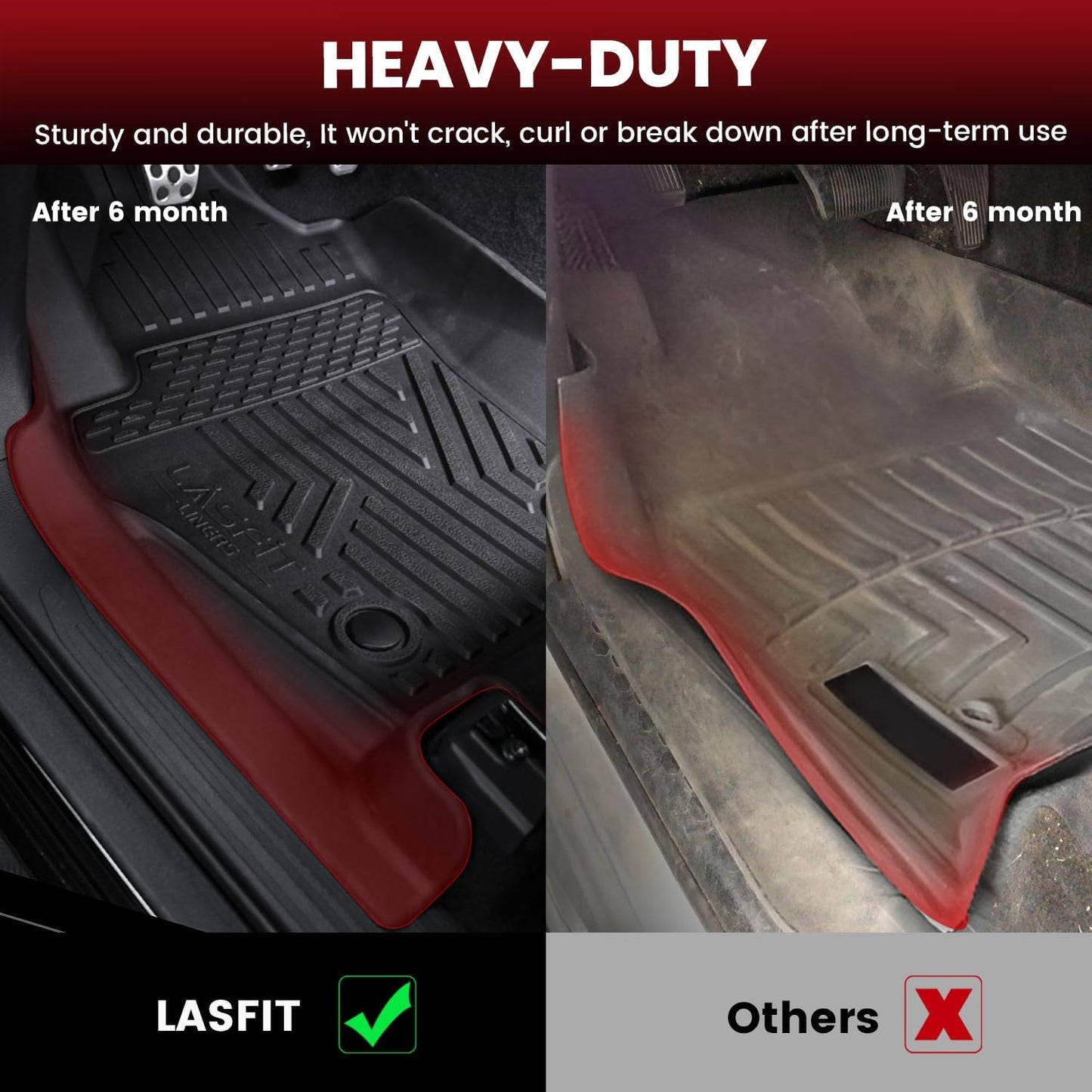 LASFIT Floor Mats for Toyota Tacoma 2024 2025 Double Cab (Not fit Hybrid) All Weather Floor Liner for Tacoma TRD/SR/SR5/limited TPE Custom Fit Car Mats Front&Rear 2 Row Mats,Black (Automatic Trans)