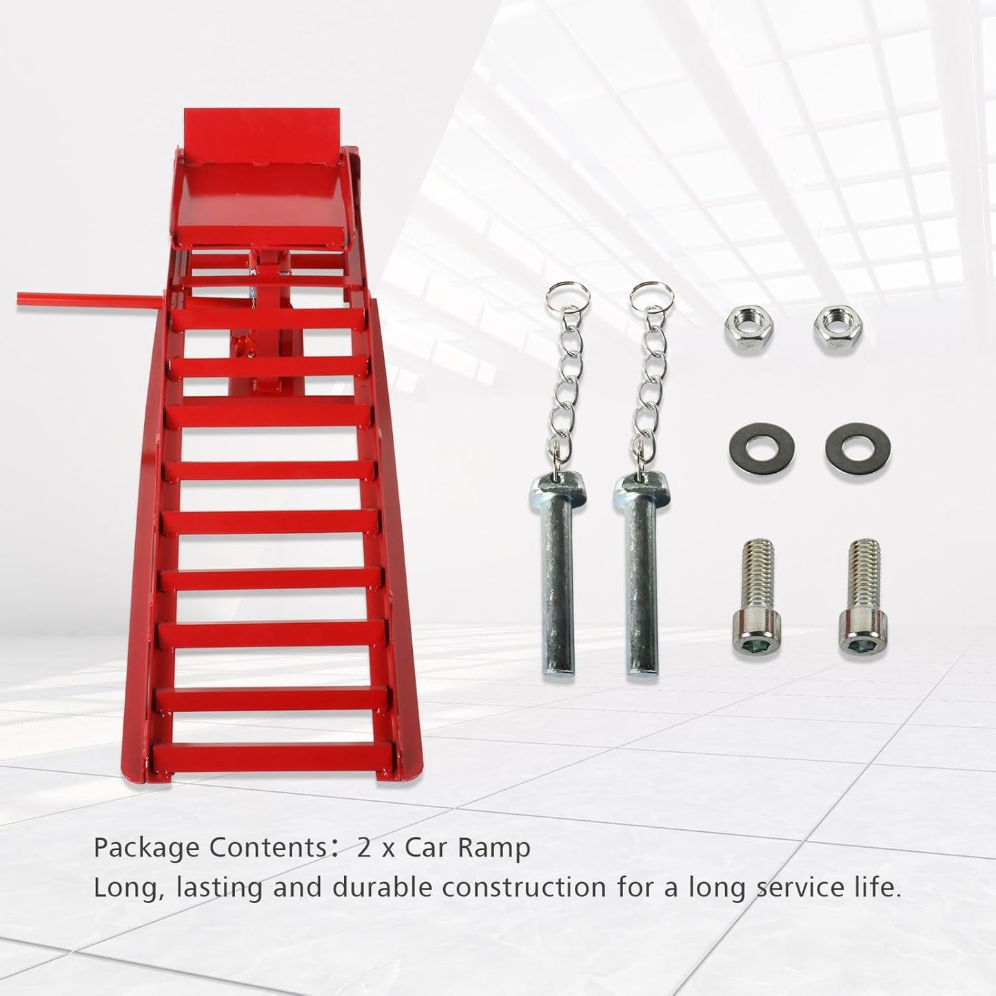 5 Ton 2 Pack Hydraulic Car Ramp Elevator 10000 Lbs for Auto Car Truck Trailer Garage Service Vehicle Ramp Lift Jack Hydraulic Lift (Red)