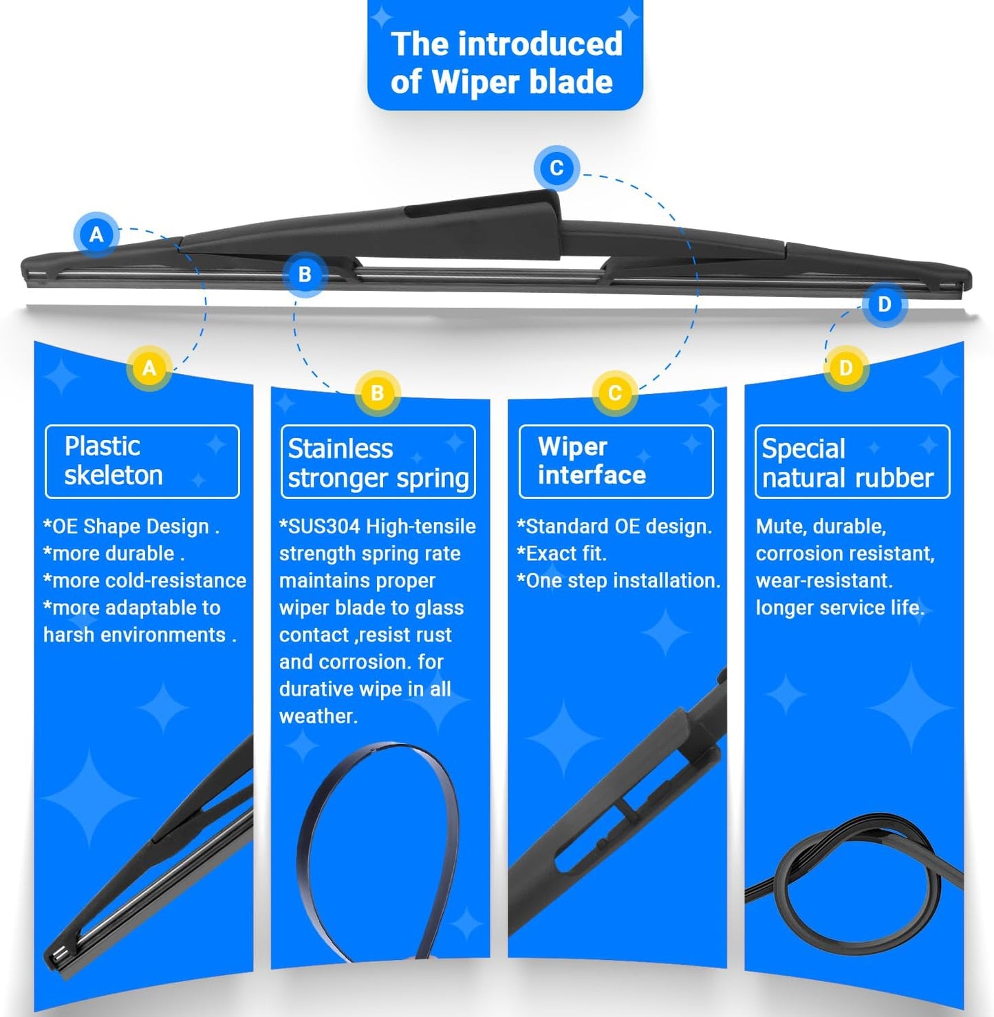 Windshield Wiper Blades Replacement for 2009-2016 Ford Expedition Lincoln Navigator Original Factory Quality Front Rear Wipers Blade Set for My Car - 22" 22" 16" (Pack of 3)