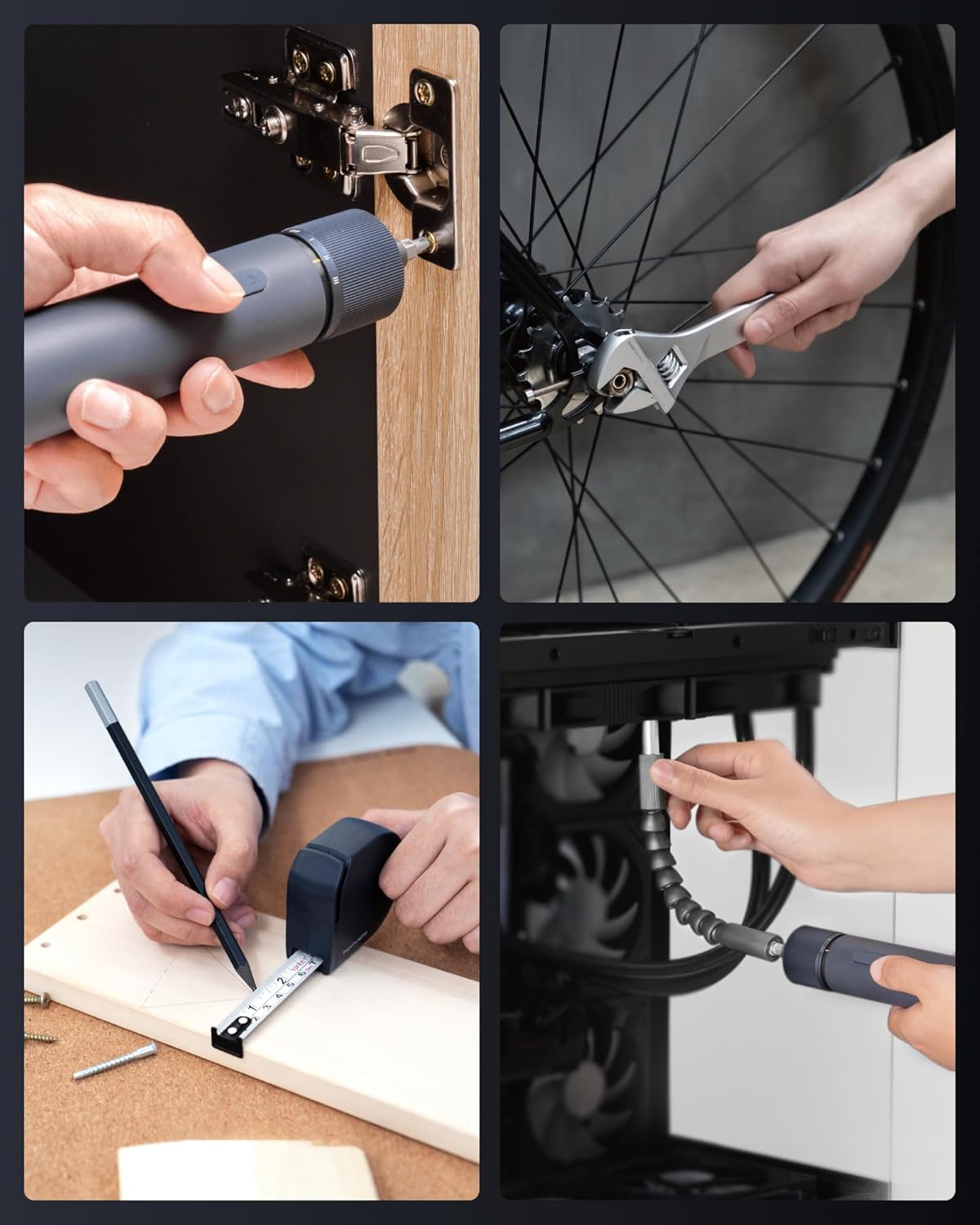 HOTO 40-Piece Tool Kit, Household Essentials tool set w/Smart Electric Screwdriver (LED, 3 Torque) + 14 Tools & 26 Accessories | Pro-Grade Compact Organizer for Home, Dorm Repairs, DIY