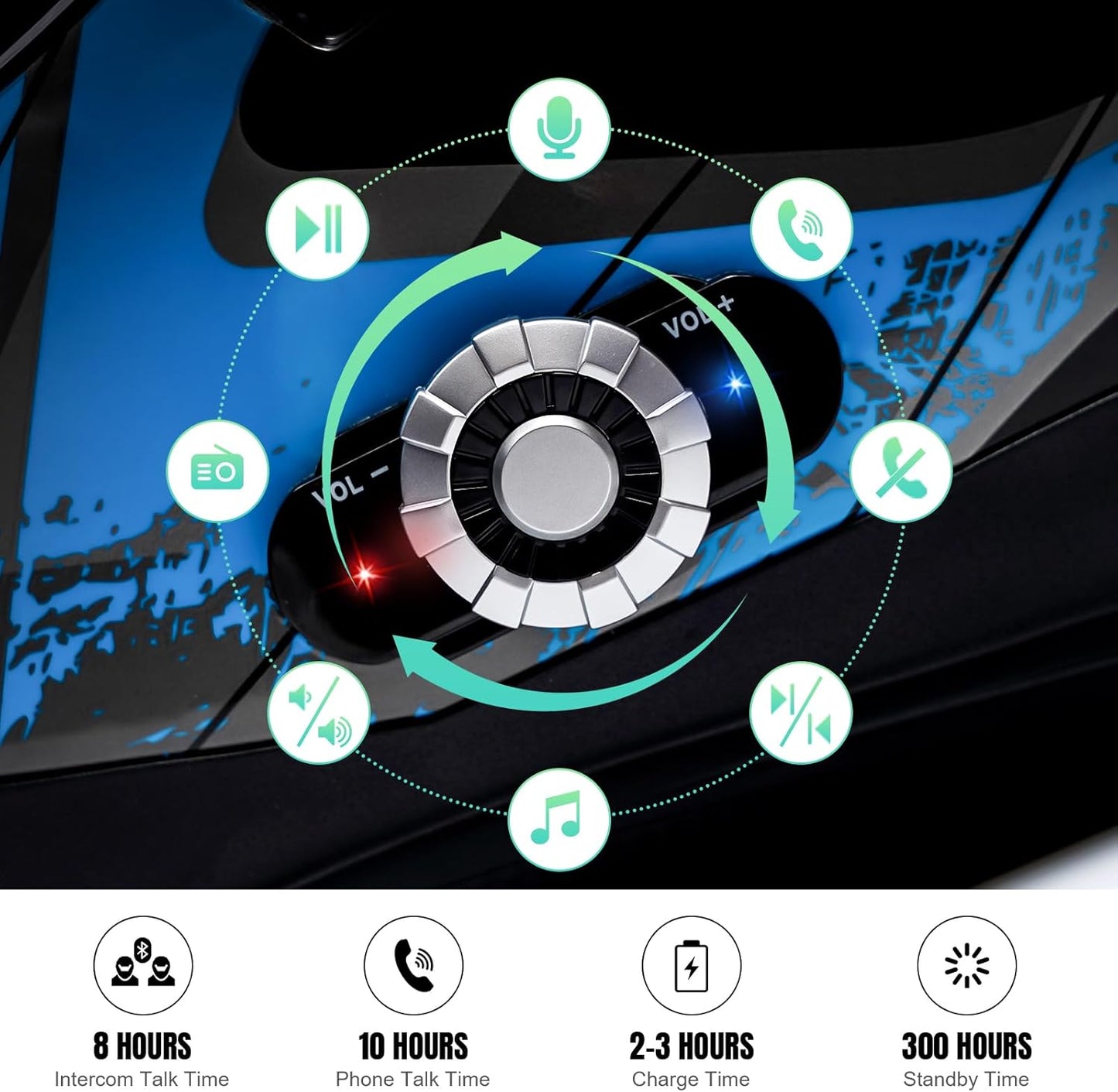 FreedConn BM12 Bluetooth Full Face Motorcycle Helmet with Intercom System Dual Visor Bluetooth 5.0 Motorbike Helmet 2~3 Riders Pair/ 500M/ FM ( Blue & Black, X-Large)