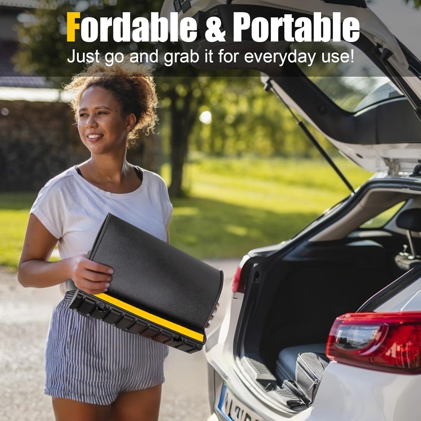 Rubber Garage Parking Mat 17.6 * 23.6 * 2.8" Heavy Duty Wheel Stoppers Anti-Slip Black Parking Aids Automotive Wheel Stabilizer 2 Packs