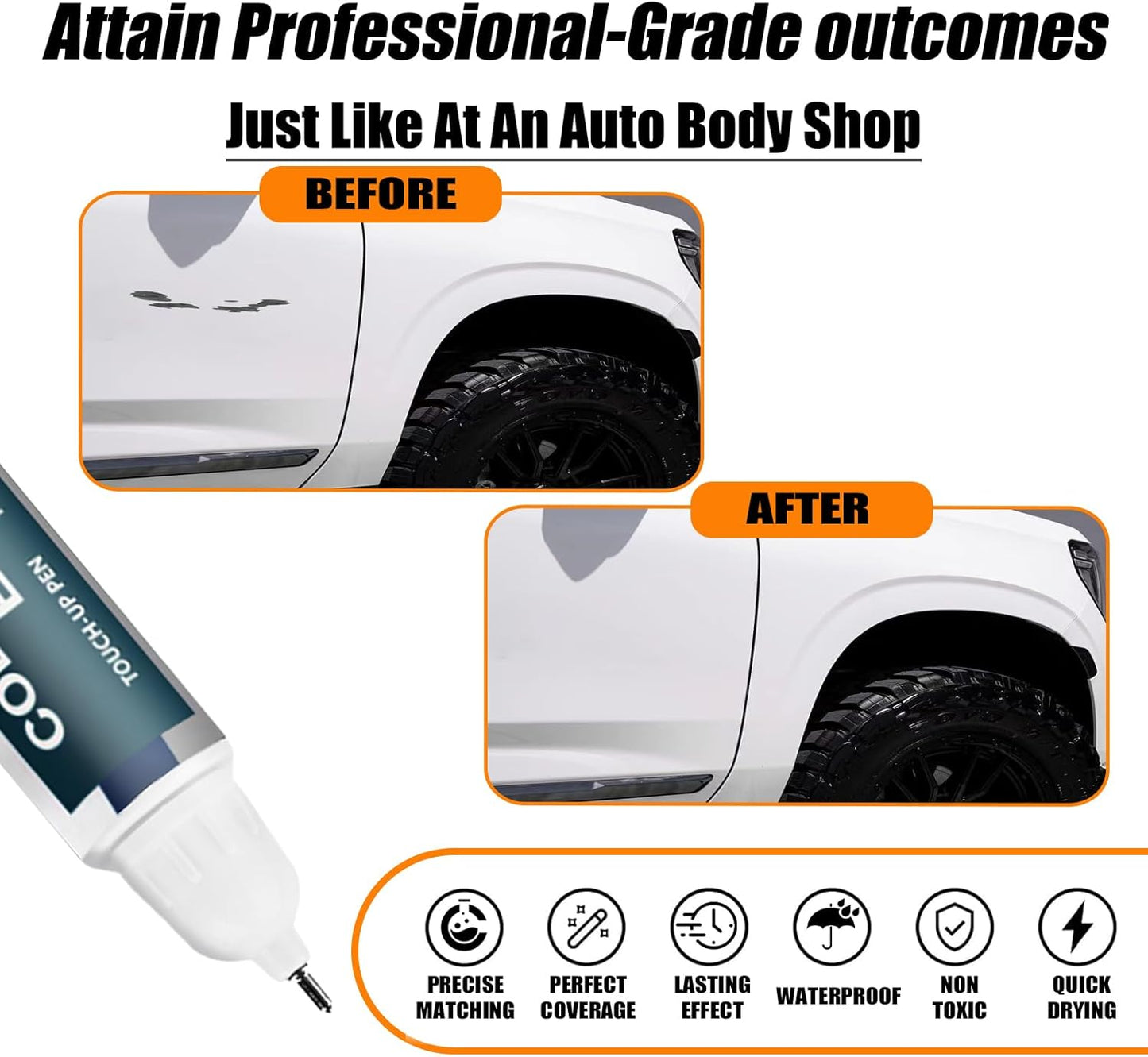 Summit White(GAZ/WA8624) Touch Up Paint for GMC, Car Paint Pen Scratch Repair Two-In-One Touch Up Paint, Premium Car Scratch Remover for Deep Scratches