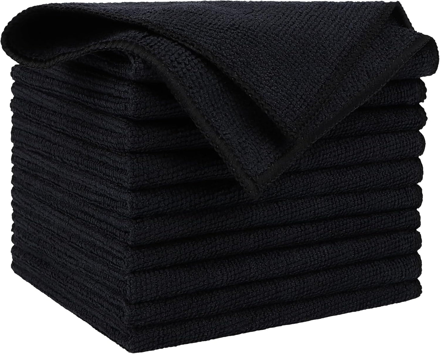 AIDEA Microfiber Cleaning Cloth Black 10PK, Microfiber Towels for Cars, Premium Wash Cloths, Dusting Cloth Lint Free Cleaning Rags for SUVs, House, Kitchen, Window, Cleaning Supplies12×12"