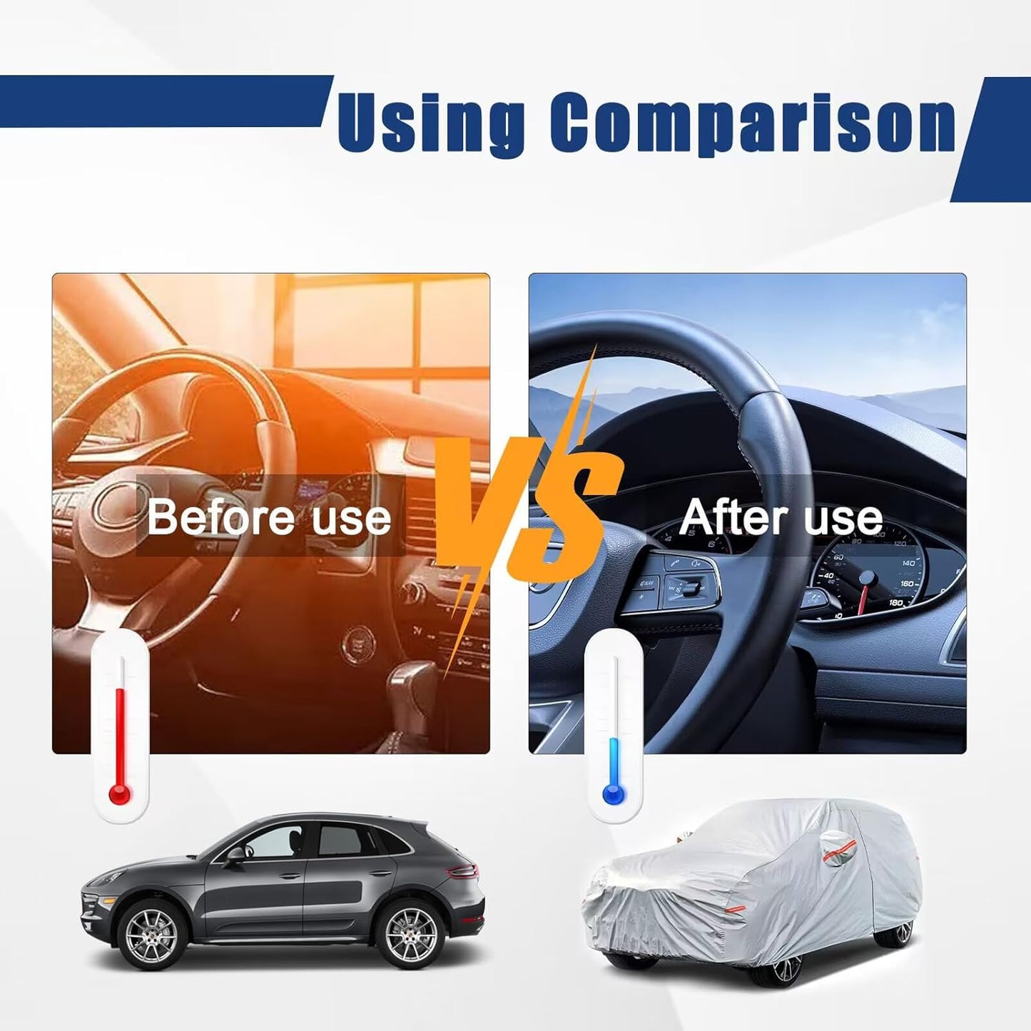 Kayme 6 Layers SUV Car Cover Custom Fit for VW Volkswagen Tiguan LWB (2018-2025) Waterproof All Weather for Automobiles, Outdoor Full Cover Rain Sun UV Protection.Silver