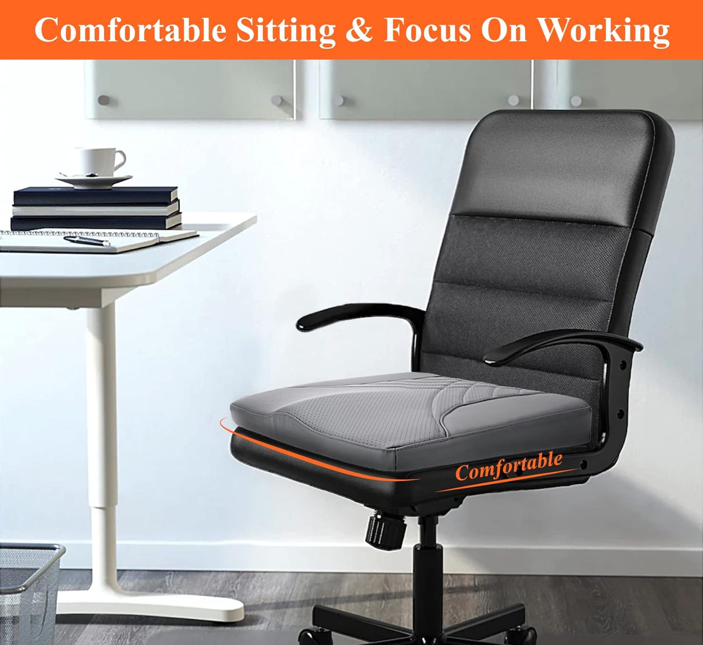 kingphenix Premium Car Seat Cushion, Memory Foam Driver Seat Cushion to Improve Driving View- Coccyx & Lower Back Pain Relief- Seat Cushion for Car, Truck, Office Chair (Gray)