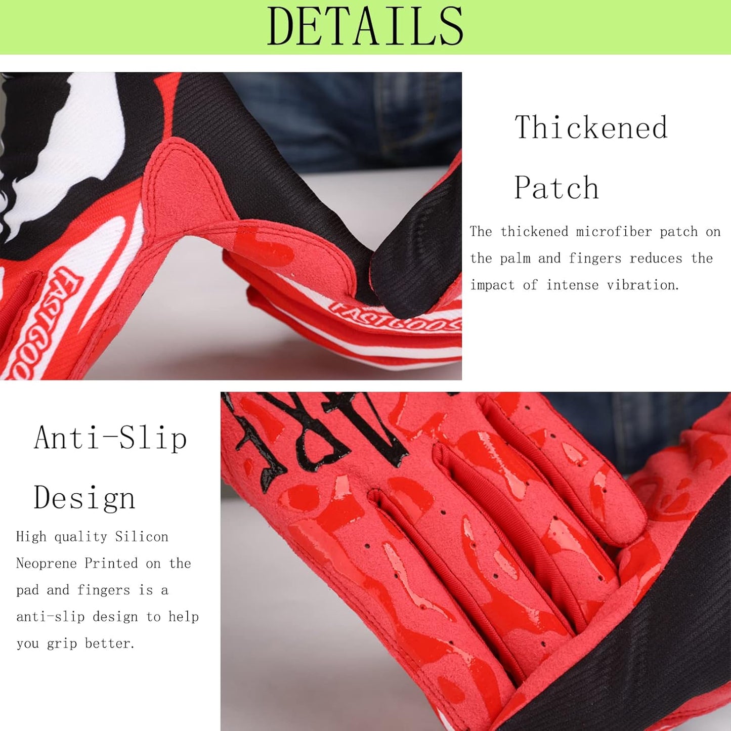 Dirt Bike Motorcycle Gloves - Motocross, Motorbike & ATV Off Road Racing Sports Cycling Gloves