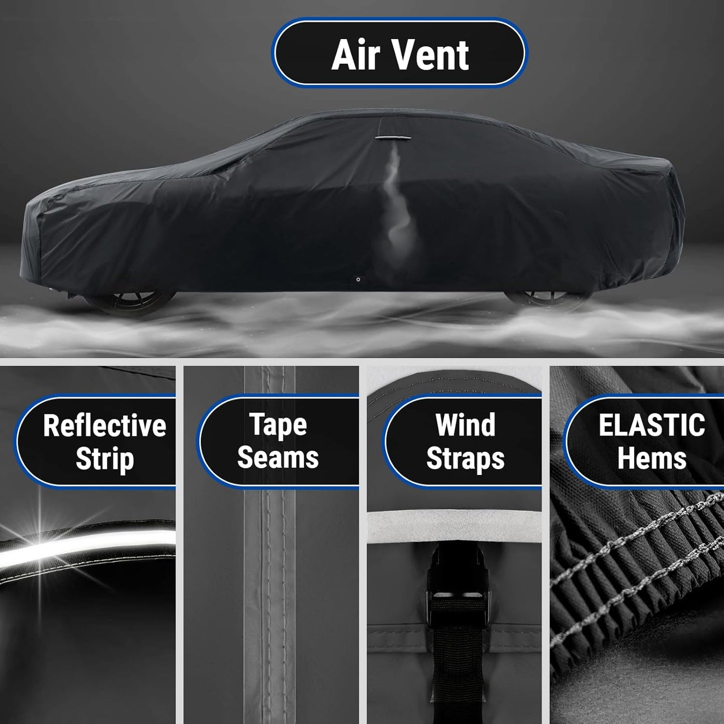 iCarCover Custom Car Cover for Pontiac Solstice (2006-2009) Waterproof All-Weather Rain Snow UV Sun Protector Full Exterior Indoor Outdoor Car Cover (Stripe - Black/Red)