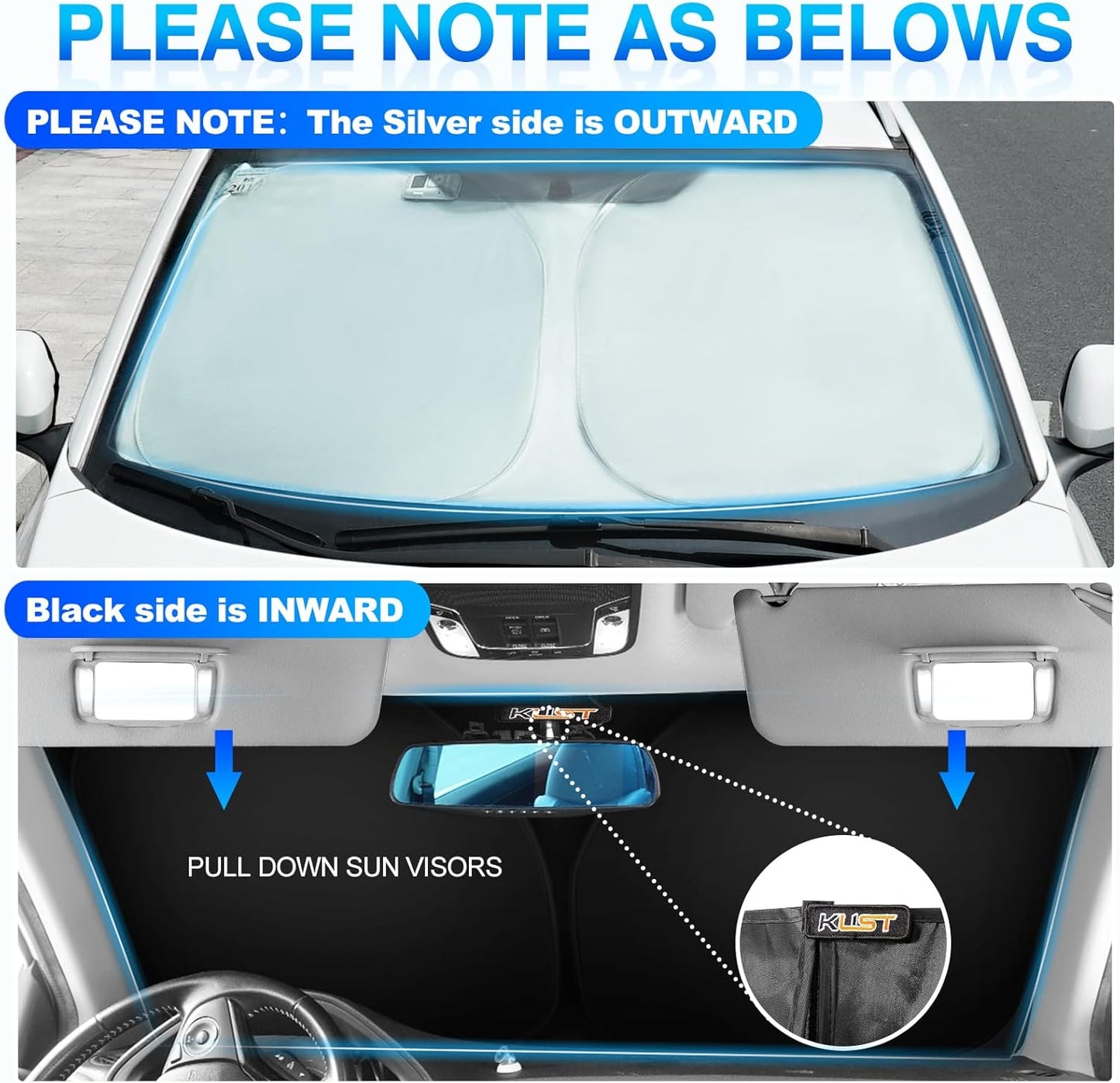 KUST Windshield Sun Shade for 2017-2022 Genesis G90 Sedan Accessories Custom Fit Sunshade Sun Visor Protector Foldable Blocks UV Rays Keep Your Car Cooler