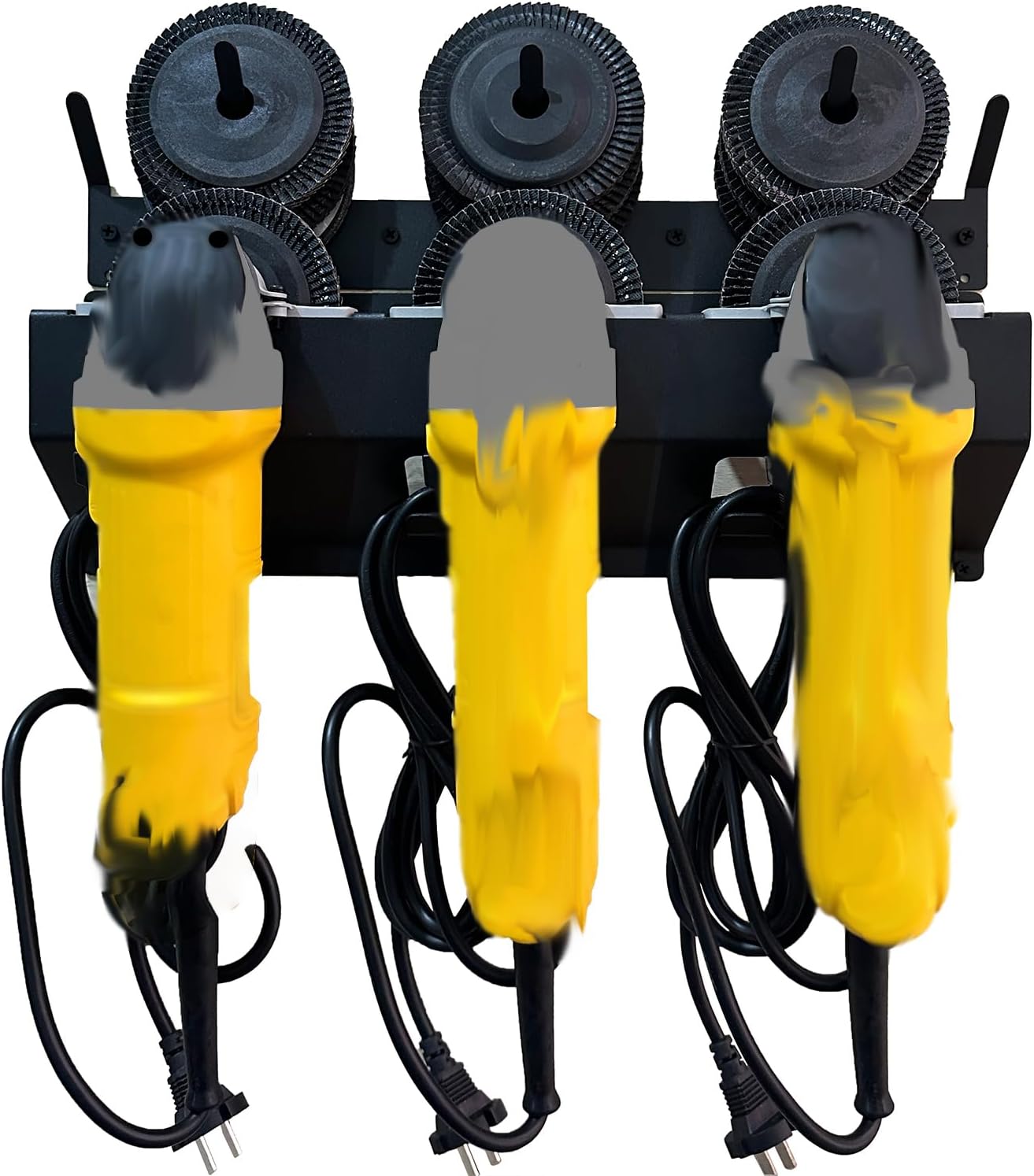 Updated Angle Grinder Holder, 3 Bay Angle Grinder Holder with Discs Hook Rack, Grinder Rack for Garage, Workshop, or Tool Trailer