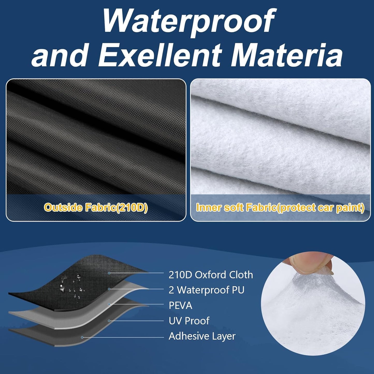 QUNSUNUS Waterproof Car Cover for Chevy Caprice 1966-1970 and 1977-1996, All Weather Outdoor Crown Victoria Cover 1992-2012 with Straps and Zipper