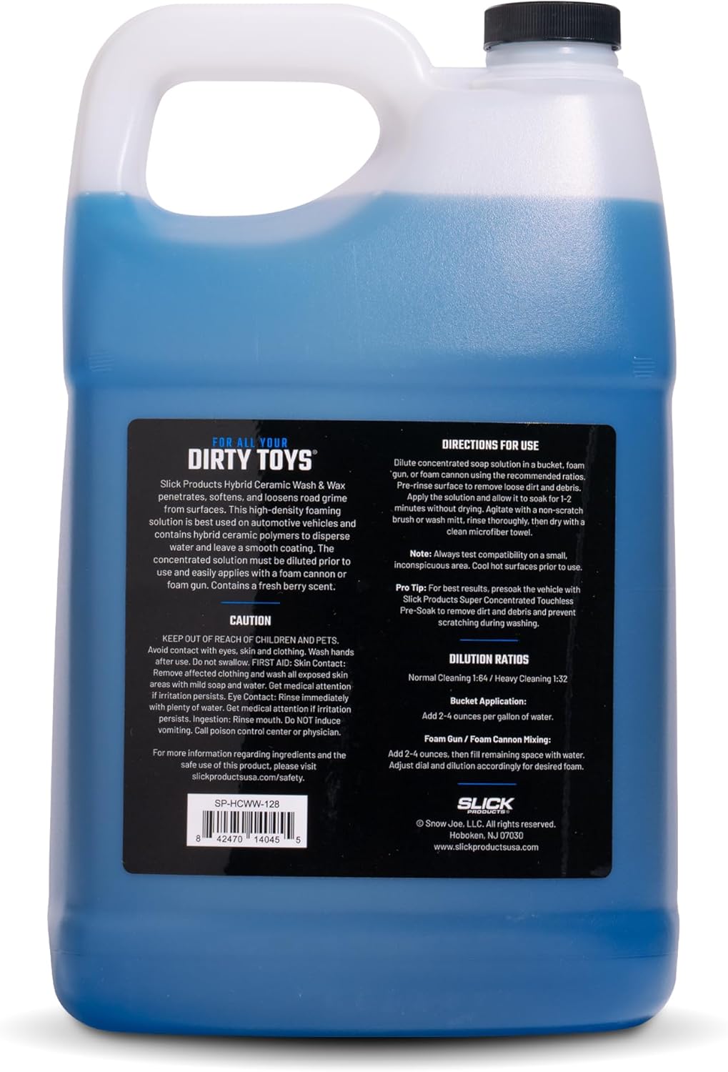 Slick Products Wash & Wax Extra Thick Foaming Cleaning Solution Motorcycle, Truck, Trailer, Boat, Car Wash Soap - Works With Foam Cannon, Foam Gun, Sprayers, Buckets, 128 oz., Tropical Scent