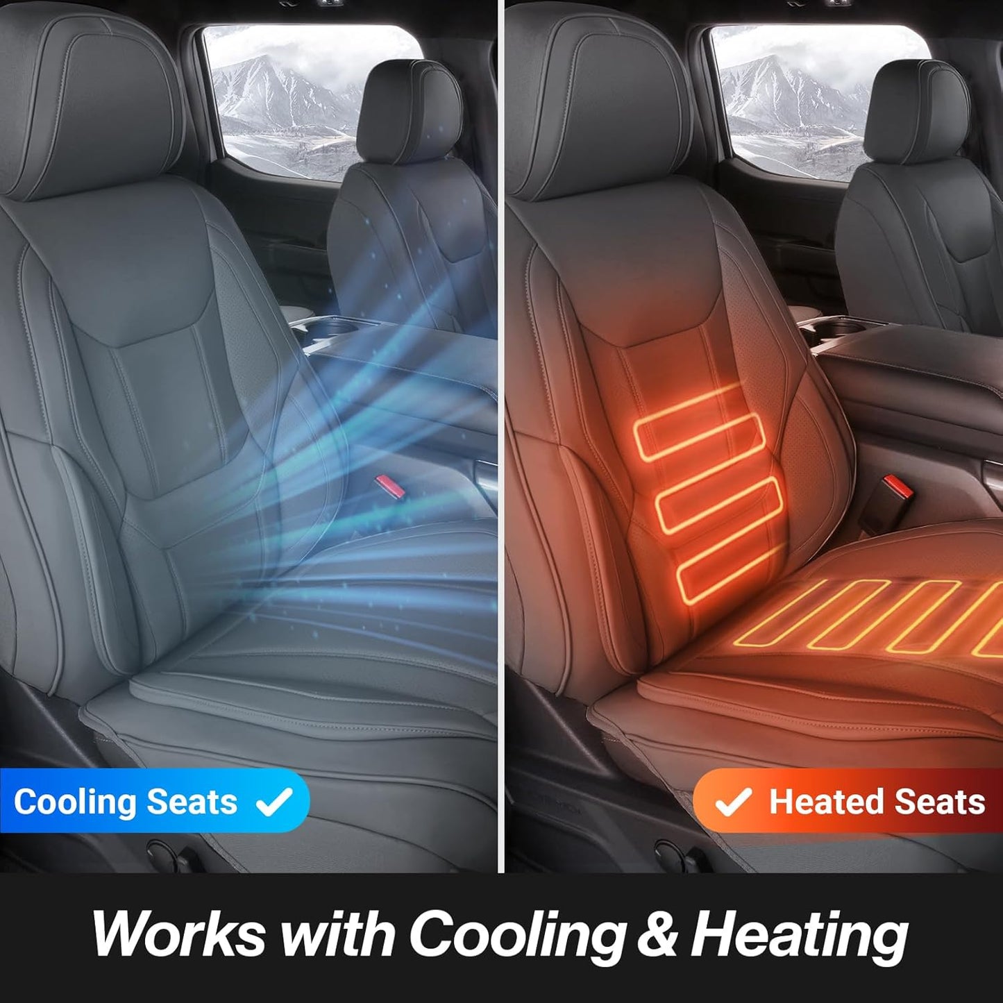 Coverland Custom Car Seat Covers Compatible with F150, Raptor, F250, F350 Super Duty - Premium Leather Non-Slip Memory Foam Waterproof Interior Protector Full Set-Dark Gray [See Size Chart-Size X110]