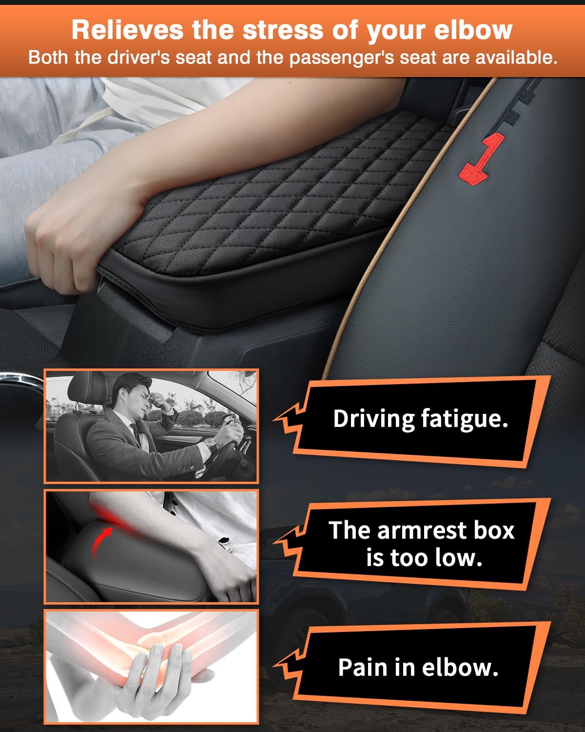 Shademax Center Console Cover for Chevy Colorado/GMC Canyon 2023-2025 2026 Accessories Armrest Cover for Colorado/Canyon Truck Arm Rest Cushion Pad PU Leather Middle Console Cover Seat Box Protector