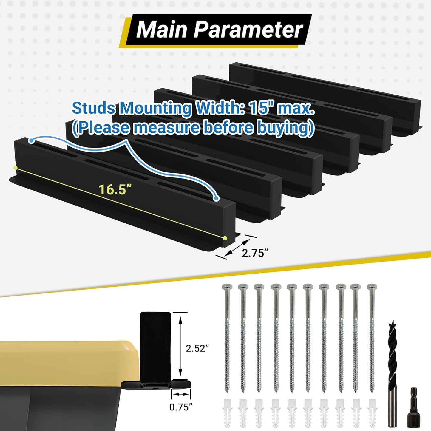 5-bin Overhead Garage Storage Rack, Heavy Duty Ceiling Storage Racks, Powder Coated Tote Storage Rack for Garages, Sheds, Storerooms (6 PCS, for 5 Bins)