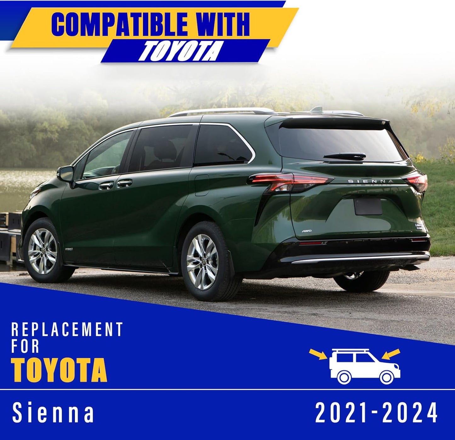 3 wipers Replacement for 2021-2024 Toyota Sienna, Windshield Wiper Blades Original Equipment Replacement - 26"/20"/12" (Set of 3) U/J HOOK