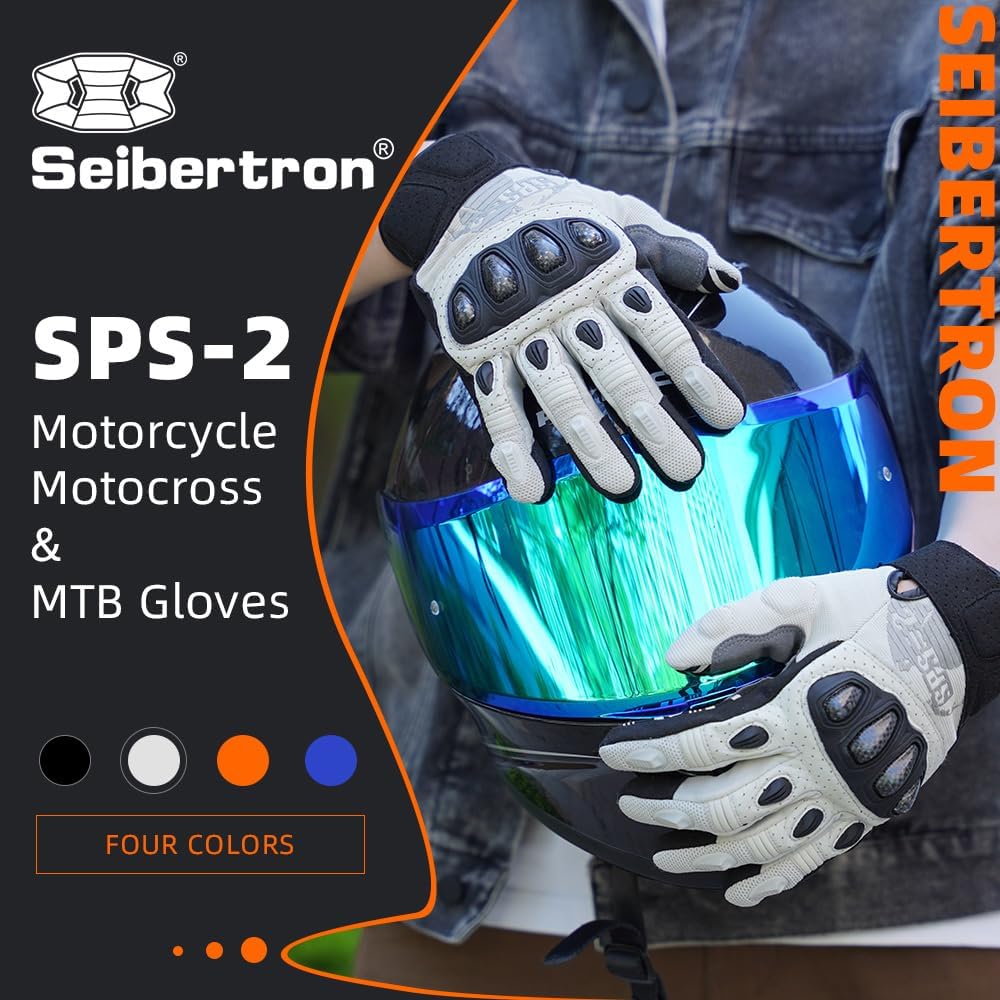 Seibertron SPS Series Touchscreen Motorcycle Motocross BMX ATV MTB Bicycle Cycling Full or Half Finger Gloves Adult and Youth