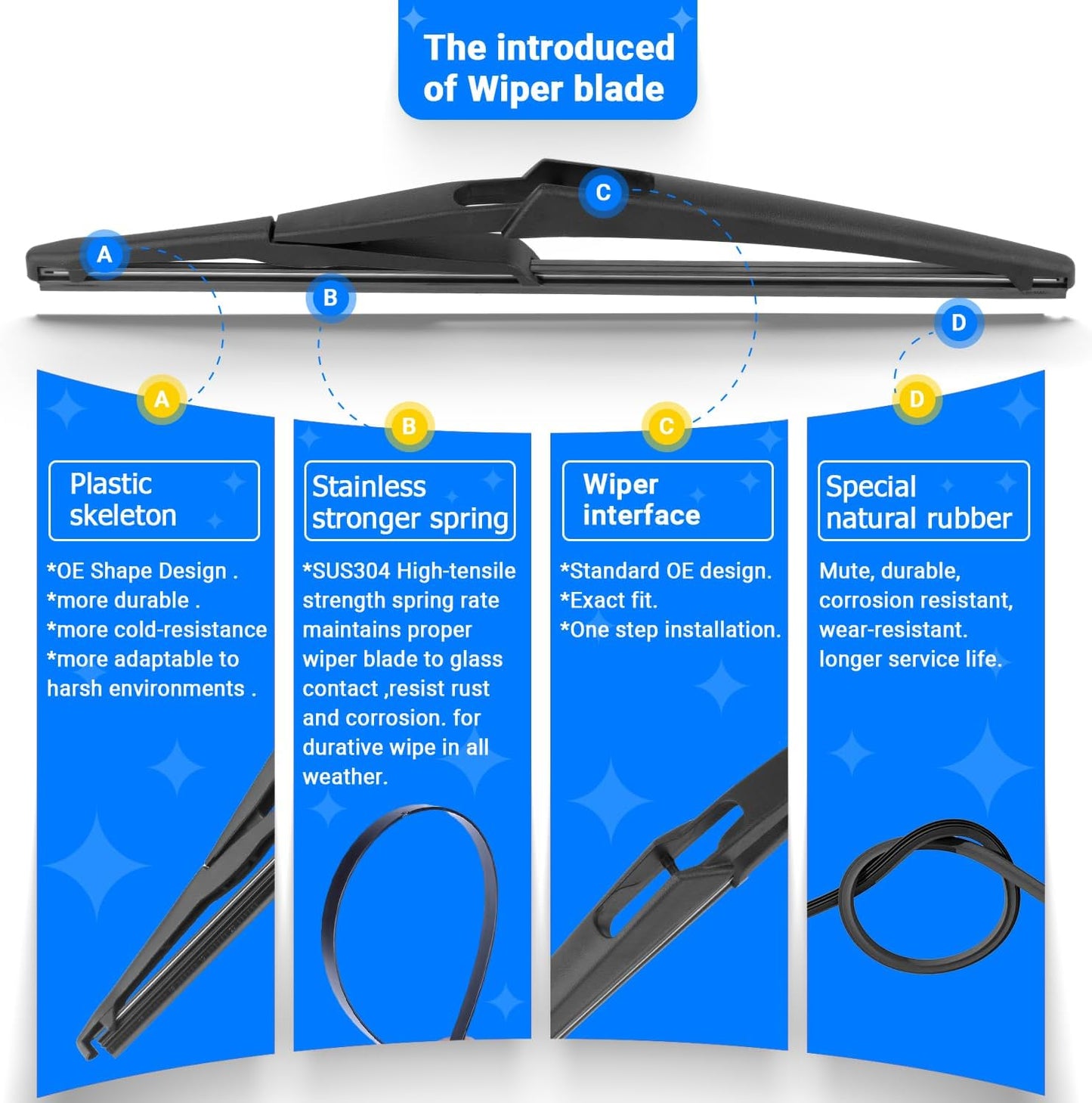 Windshield Wiper Blades Replacement for Nissan Kicks 2018 2019 2020 2021 2022 2023 Original Factory Quality Front Rear Wipers Blade Set for My Car - 26" 16" 12" (Pack of 3)