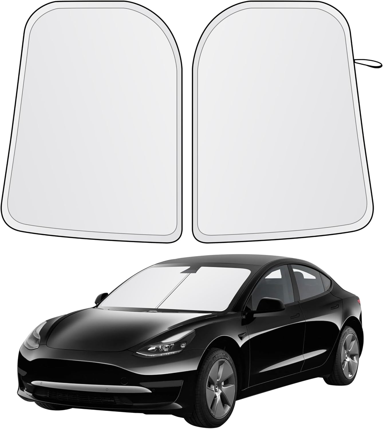 EcoNour Tesla Windshield Sun Shade | Foldable Front Windshield Shade for Sun, Heat and UV Rays | Car Front Window Sunshade | Sun Protection Shade Fit for Tesla Model-3 & Model-Y