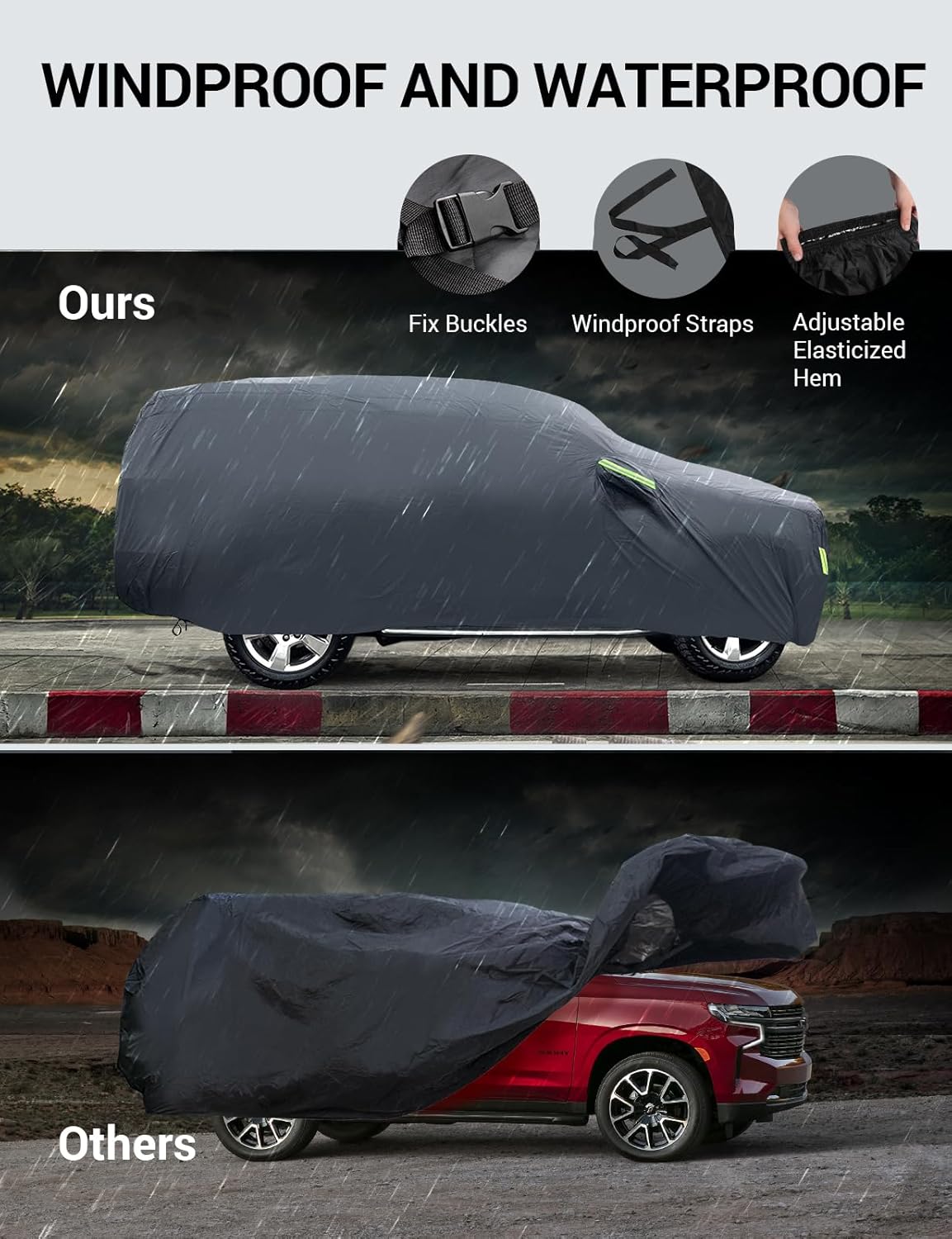 Proadsy 2025 Upgrade 6 Layers Full Car Cover Custom Fit for Chevrolet Chevy Equinox 2018-2024 2025 Windproof All Weather Waterproof Sun Rain UV Dust Snow Protection Outdoor Covers
