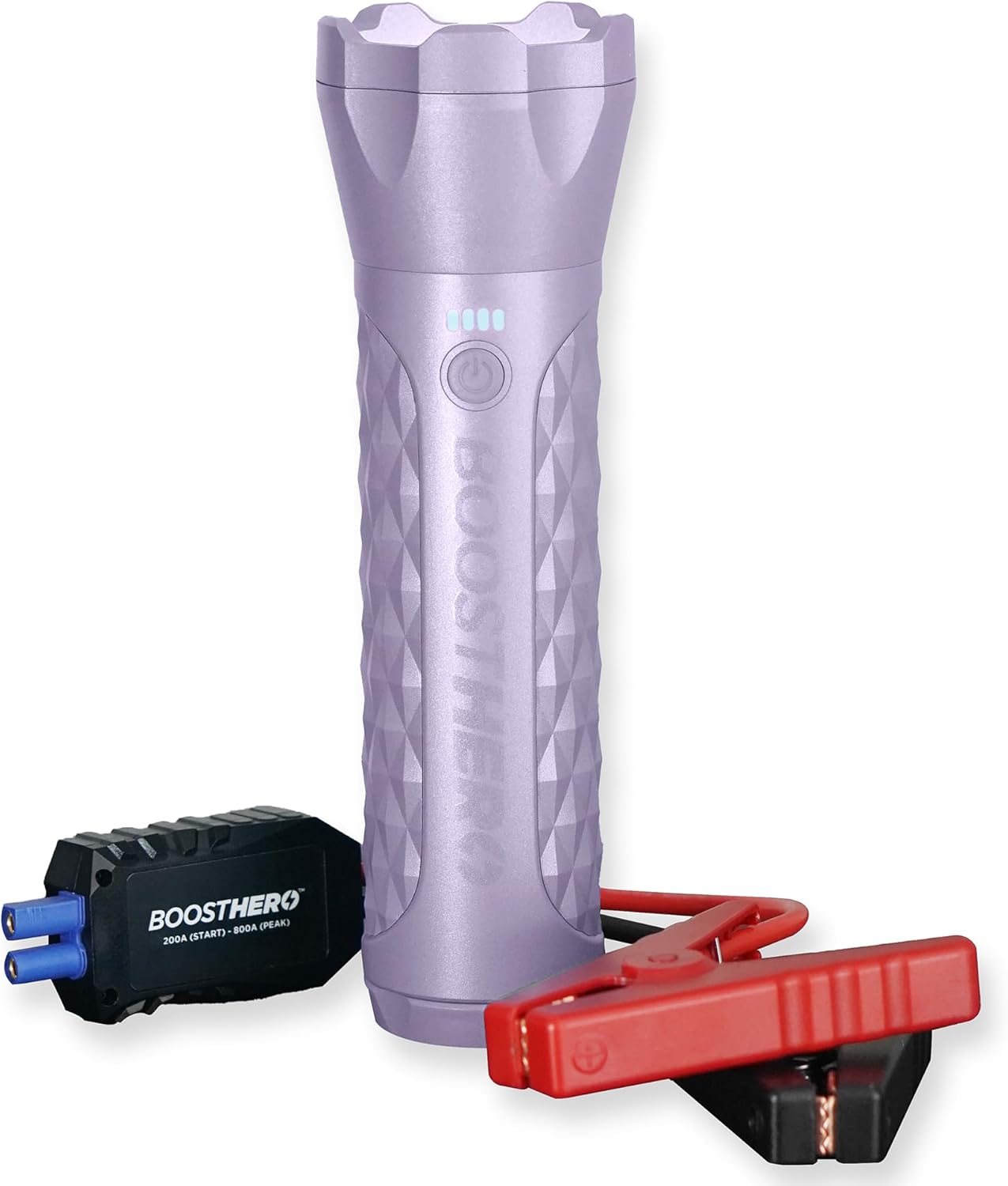 BoostHero Portable Car Battery Jump Starter, 6,000mAh Power Bank, LED Flashlight, with Smart Jumper Cables for up to 6.0L Gas/4.0L Diesel Engines (Lilac)