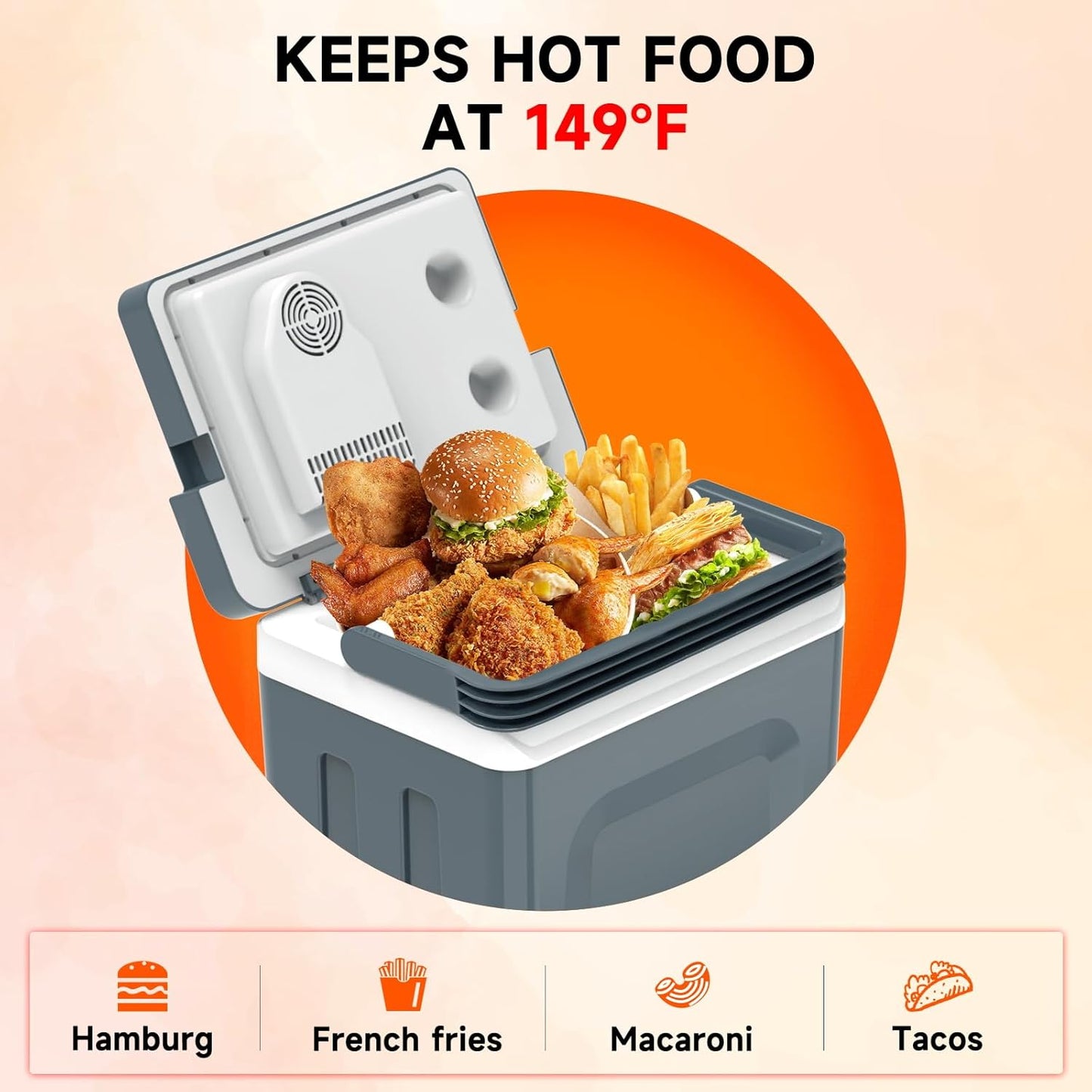 SHAREWIN Electric Cooler & Warmer with Handle 31.7 Quart/30L Portable Thermoelectric Fridge for Vehicles & Trucks with 110V AC & 12V DC, 12V Car Cooler for Camping, Travel Grey