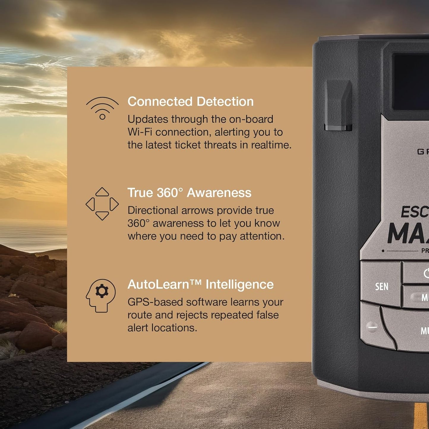Escort MAX 360c Radar Detector with DirectWire Kit - 360 Degree Protection, AutoLearn, Escort Live App, Easy Installation