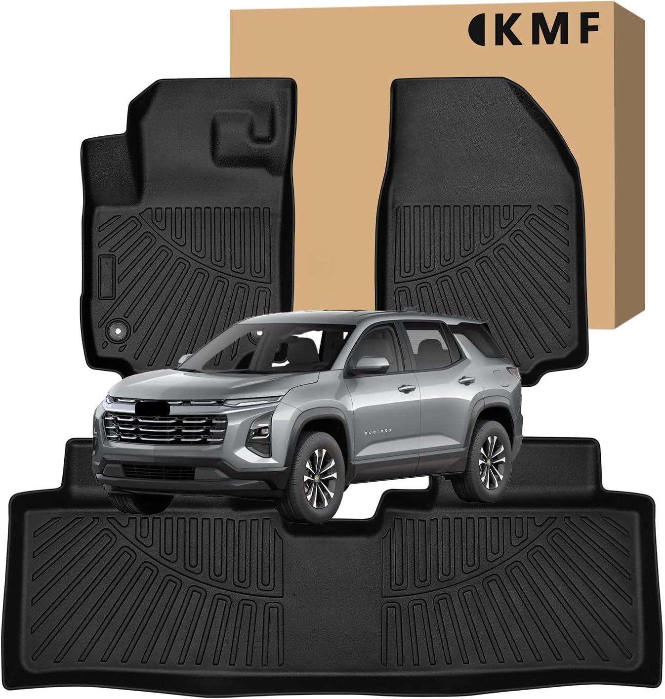 KMF Floor Mats for 2025 2026 Chevrolet/Chevy Equinox (Not EV) Accessories GMC Terrain, All Weather TPE Waterproof Car Floor Liners Front & Rear 2 Row, Custom Fit Anti-Slip Deep Grooves Car Mats