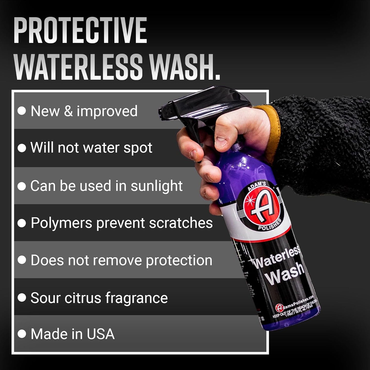Adam's Polishes Waterless Car Wash - Made with Advanced Emulsifiers and Special Lubricants - Eco-Friendly Waterless Car Washing with No Hoses, Water & Messes (Combo)