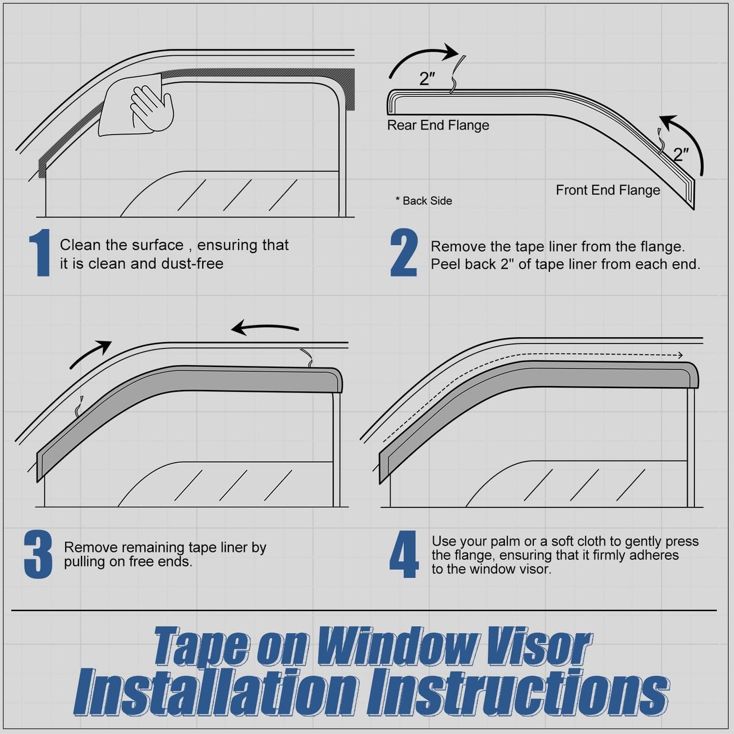 Auto Dynasty 4Pcs Carbon Fiber Pattern Window Visors Compatible with 2000-2004 Nissan Frontier Crew Cab, Tape-On Front & Rear Window Deflectors Rain Guards Sun Wind Air Side Vent Shade, Glossy Black