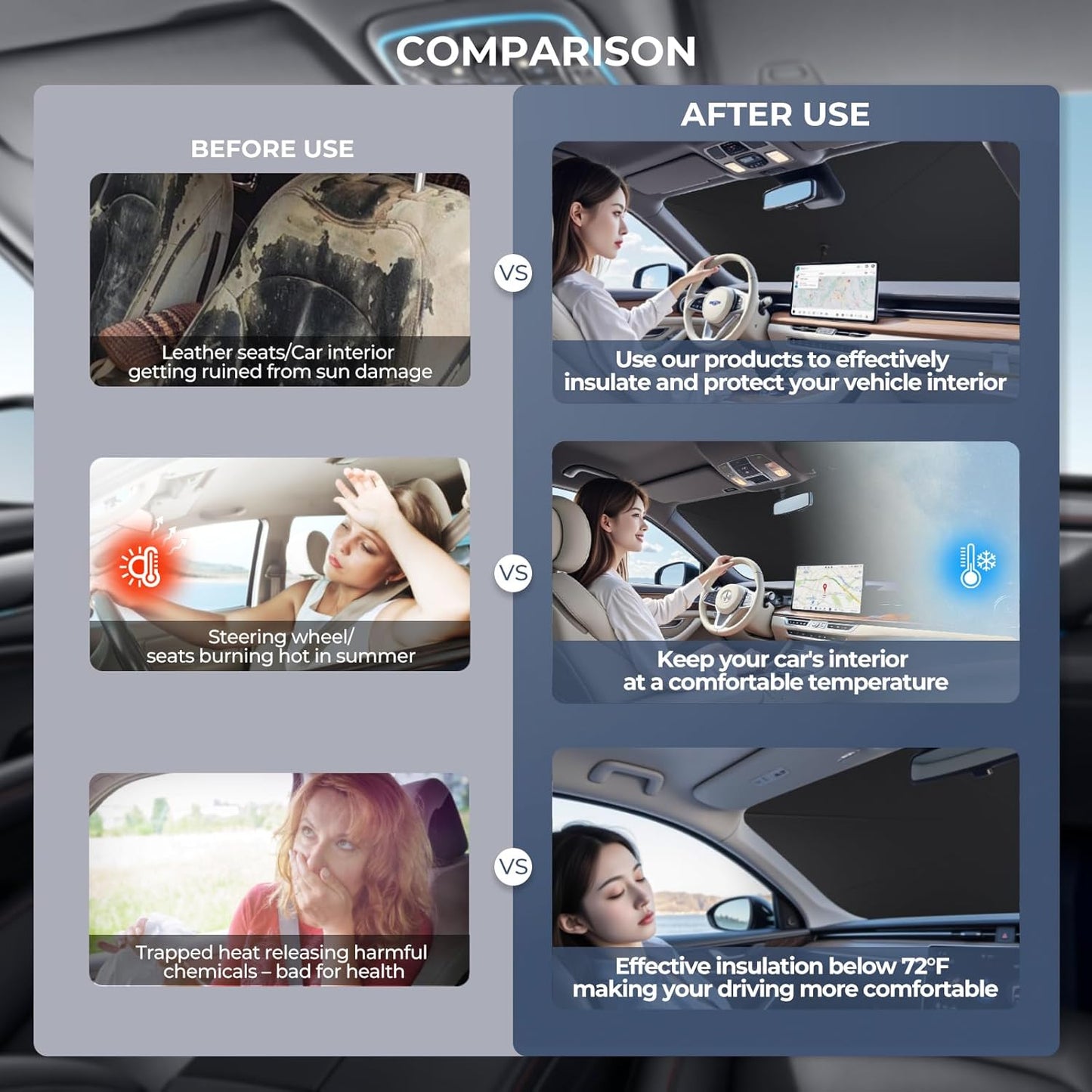 Windshield Sun Shade Umbrella for 2017-2025 Chrysler Pacifica Accessories: Custom Fit 240T Silver, Double Thickened, Foldable Sunshade Window Sun Visor, Ultimate 99% UV Blocking for Touring, Limited