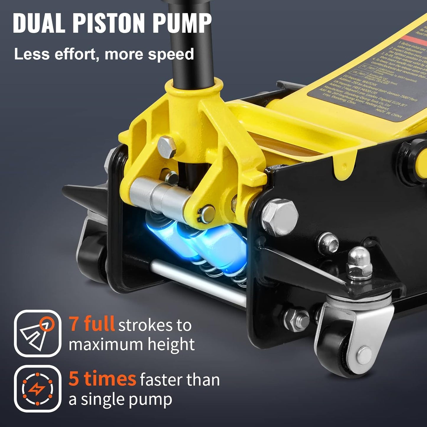 VEVOR 4 Ton Low Profile, Heavy-Duty Steel Racing Floor Jack with Dual Pistons Quick Lift Pump, Lifting Range 3.94"-20.98"