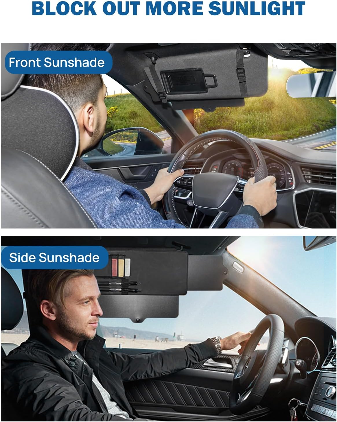 JOYTUTUS Car Sun Visor Extender, Sun Visor for Car Protects from Anti-Glare, UV Rays, Universal Fit, Practical