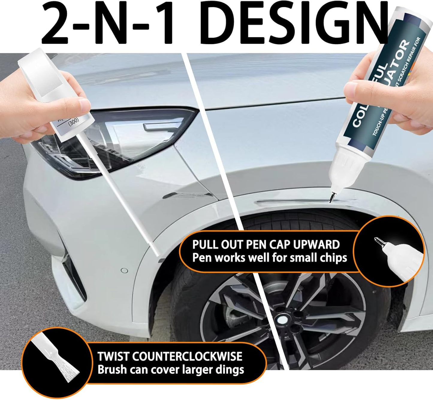 Mineral White Metallic(A96) Touch Up Paint for BMW, Car Paint Pen Scratch Repair Two-In-One Touch Up Paint, Premium Car Scratch Remover for Deep Scratches