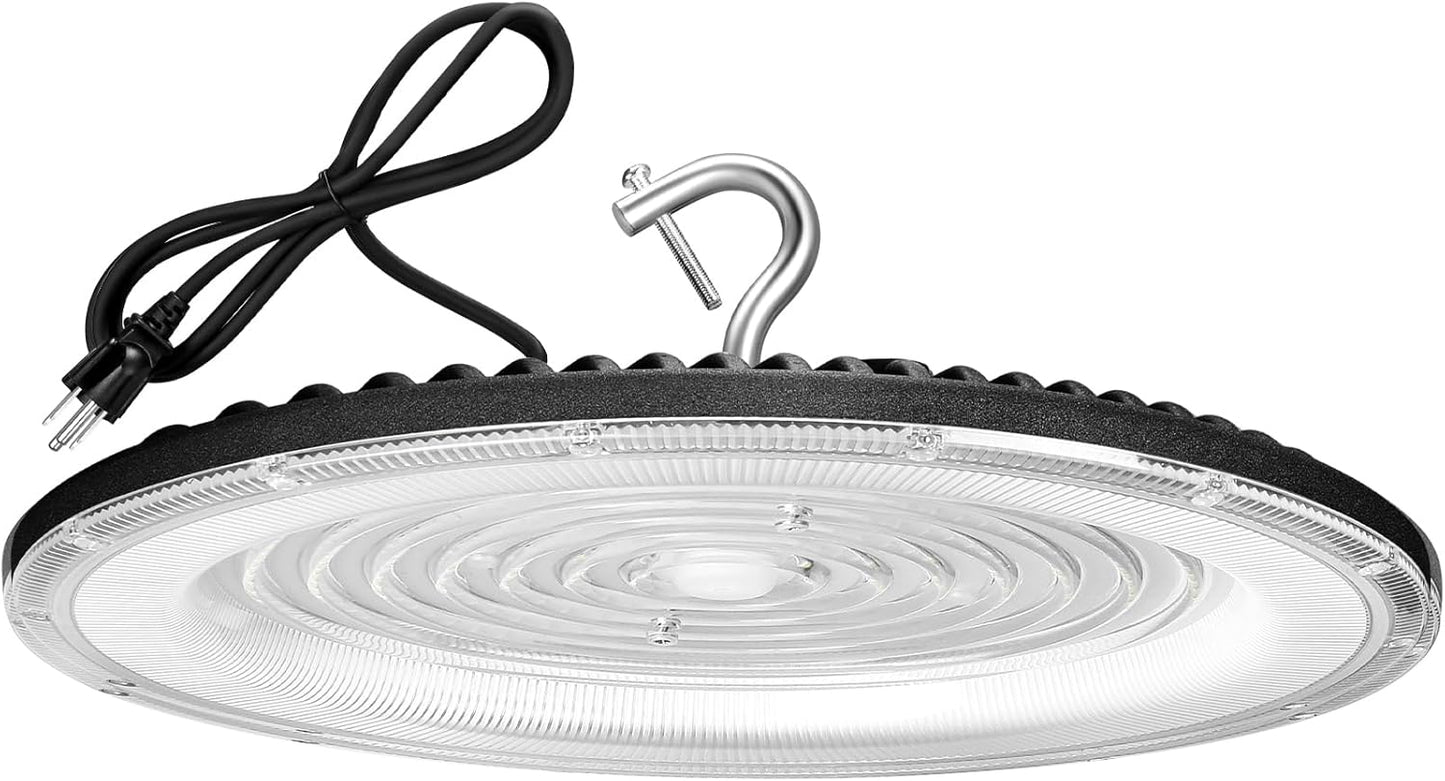 150W UFO Led High Bay Light,120VAC,21050LM 5000K Daylight Area Lighting,IP66 Waterproof 650W MH/HPS with Plug Commercial Bay Lighting for Warehouse/Shop/Workshop/Barn/Gym/Factory