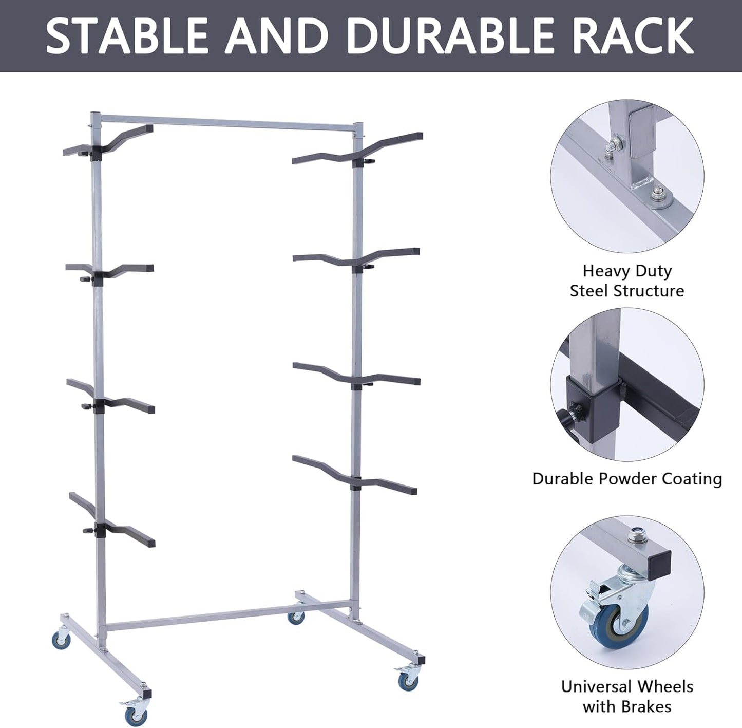 Mobile Bumper Storage Rack, Double-Sided Bumper Stand for Automobile Parts, Maximize Efficiency Auto Body & Parts Storage Pannel Tree, 8 Pairs Racks