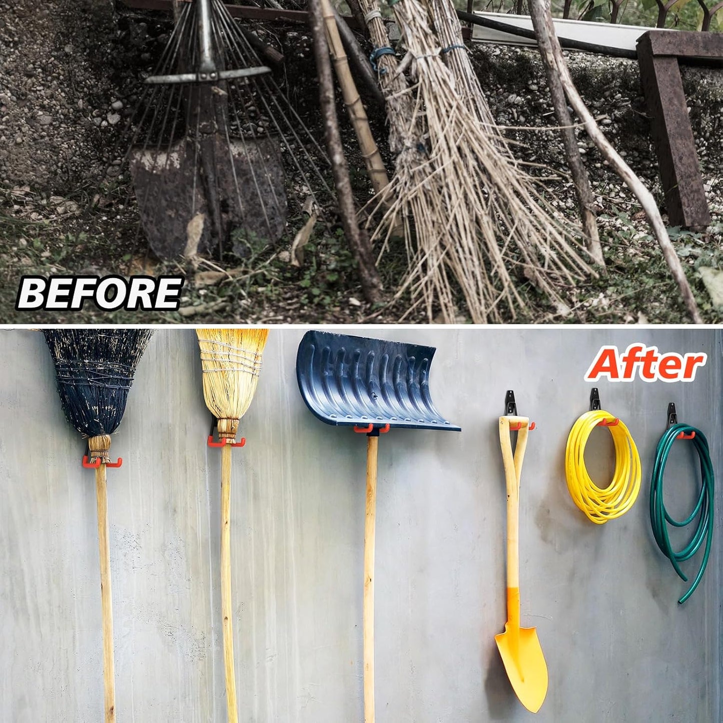 4 Pack 4.5x2.75 inch U Heavy Duty Garage Hooks,Solid Steel Wall Mount Hangers,with Anti-Slip Coating,for Hanging and Organising Ladder,Bike,Ropes,Broom,Garden,Yard and Power Tools