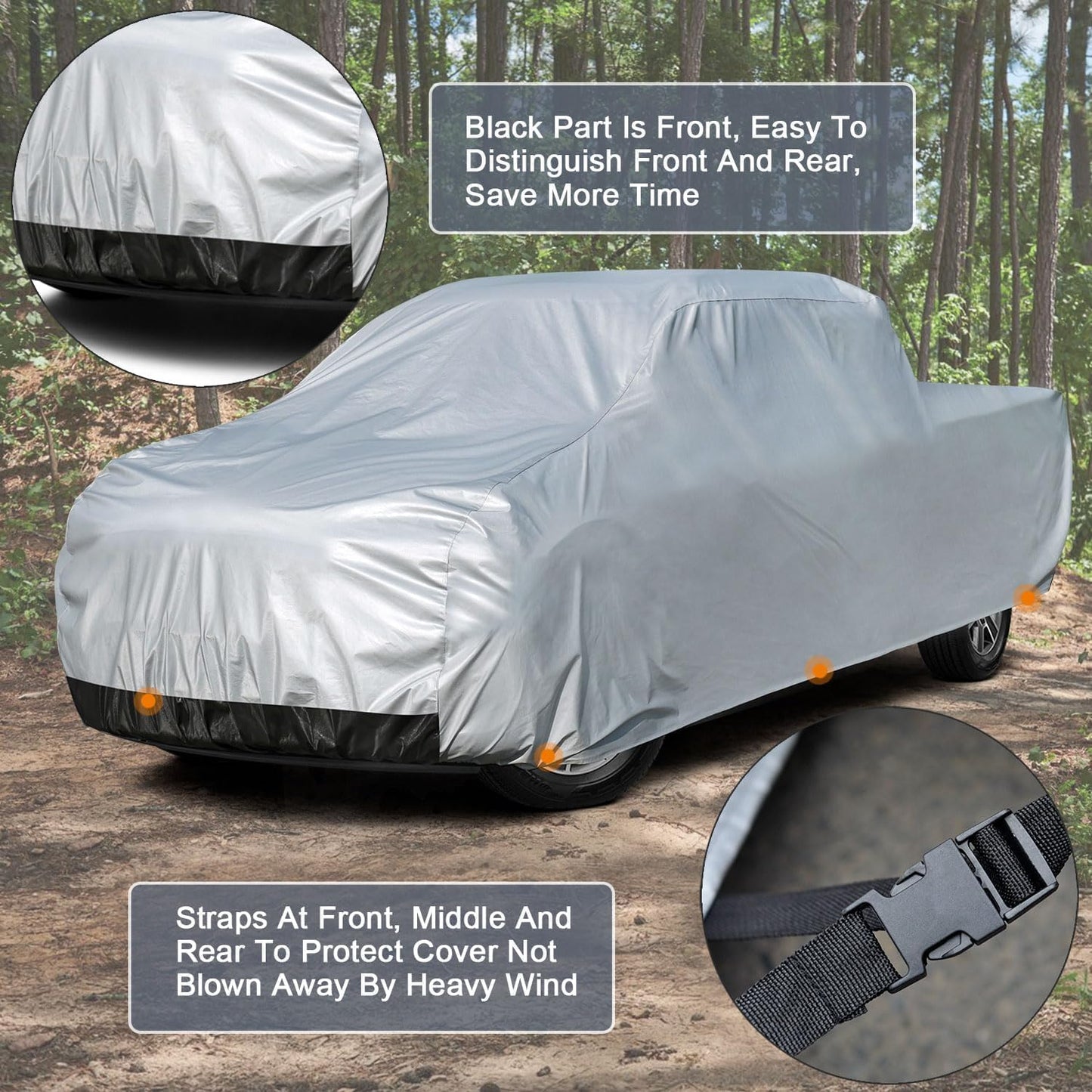 Kayme 6 Layers Truck Cover Waterproof All Weather, Heavy Duty Outdoor Pickup Cover Sun Uv Rain Protection, Universal Fit (Length Up to 240 inch) XL+