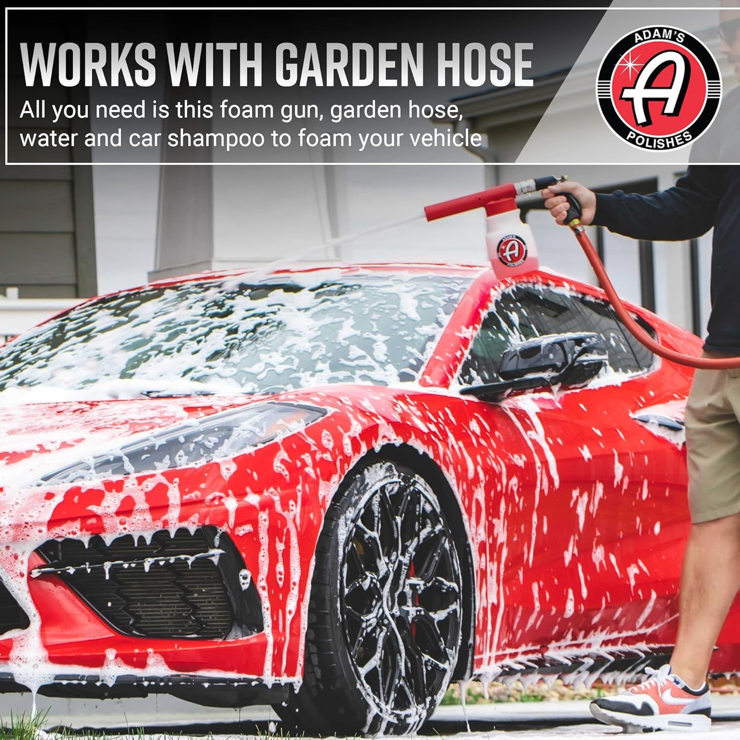 Adam's Polishes Foam Gun Car Wash Sprayer - Connects to Garden Hose for Car Washing, No Pressure Washer Required, Use Snow Foam Blaster with Car Soap, Shampoo or Detergent