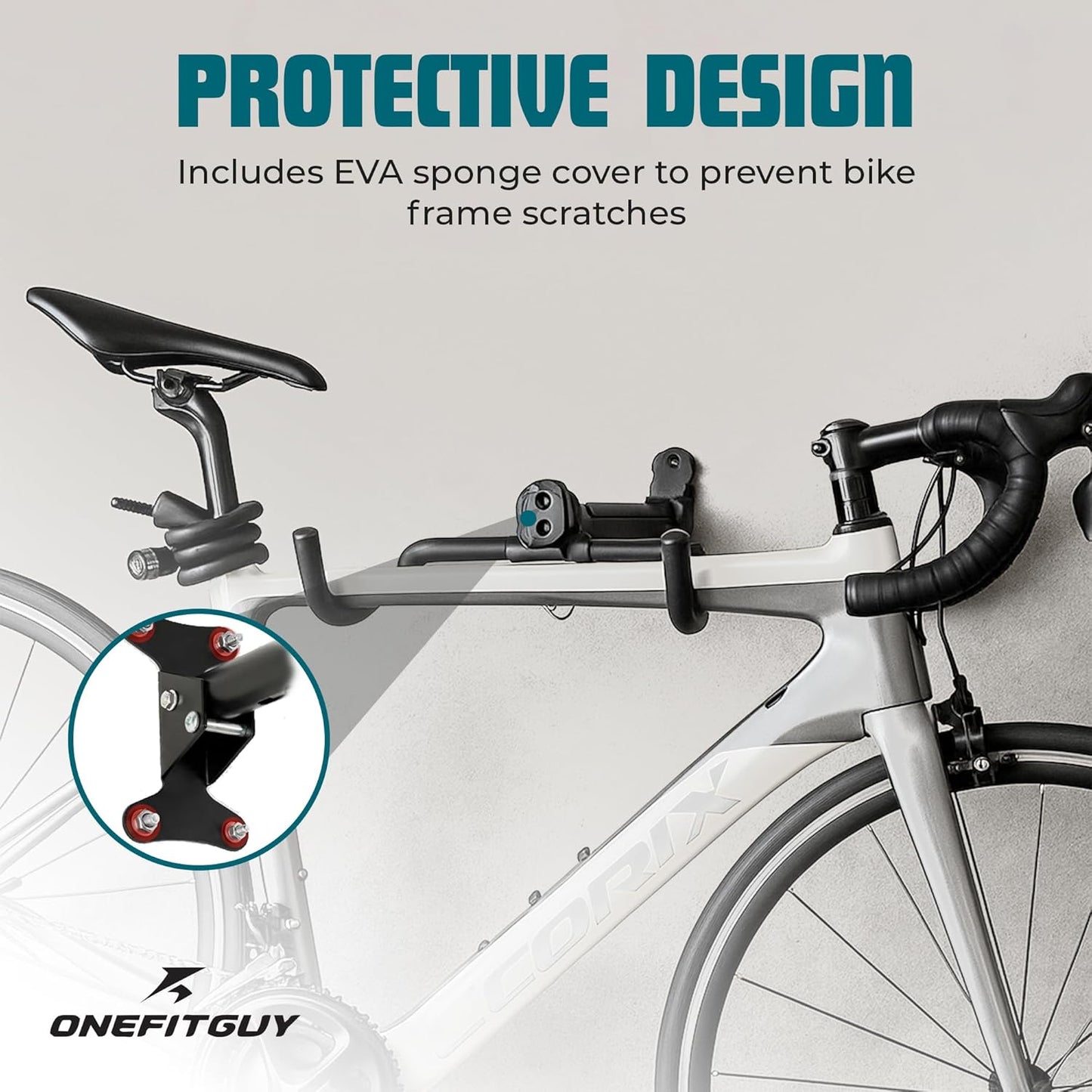 Bike Wall Mount, 2 Pack Bike Hanger, Foldable Bicycle Storage Horizontal Rack, Includes Bike Hook, for Garage, Indoor or Shed with Screws