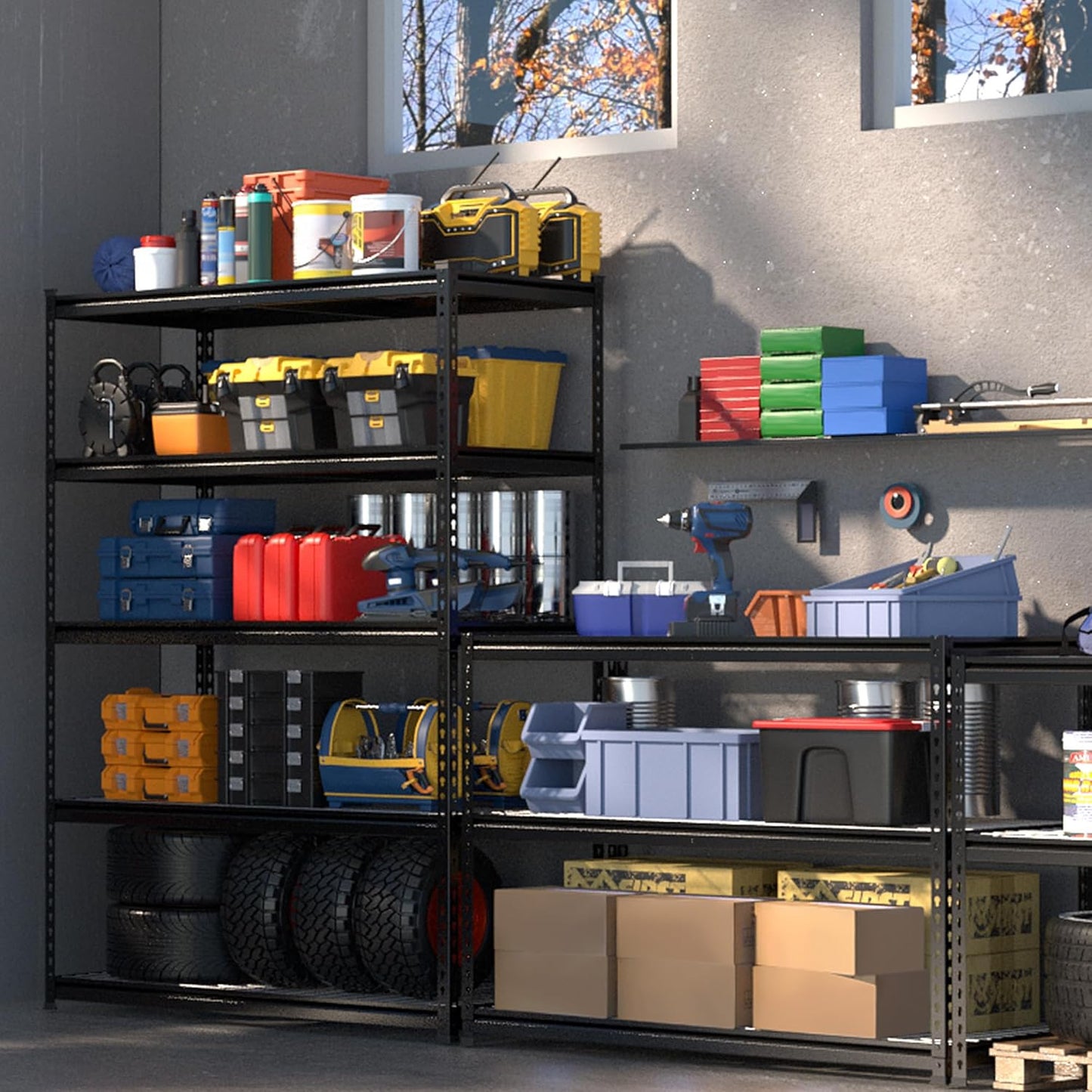 WORKPRO 5-Tier Heavy Duty Metal Shelving Unit, 48”W x 24”D x 72”H, Adjustable Storage Rack, 4000 lbs Total Load Capacity, Ideal for Garage, Basement, Warehouse, Workshop