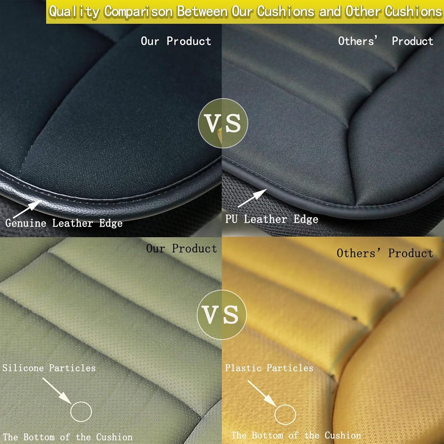 Thick Seat Cushion Memory Foam Car Seat Cushion Pad for Car Driver Seat Office Chair, Thickened Black