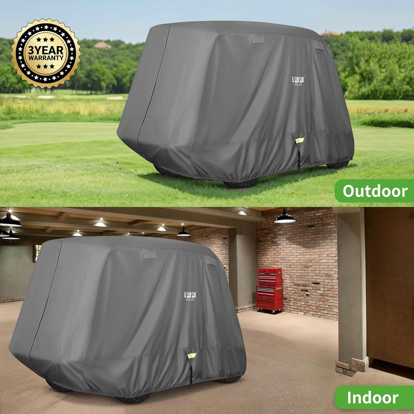 10L0L Heavy Duty Golf Cart Cover for 2/4 Passengers EZGO, Club Car and Yamaha, All Weather Outdoor Protection Weatherproof