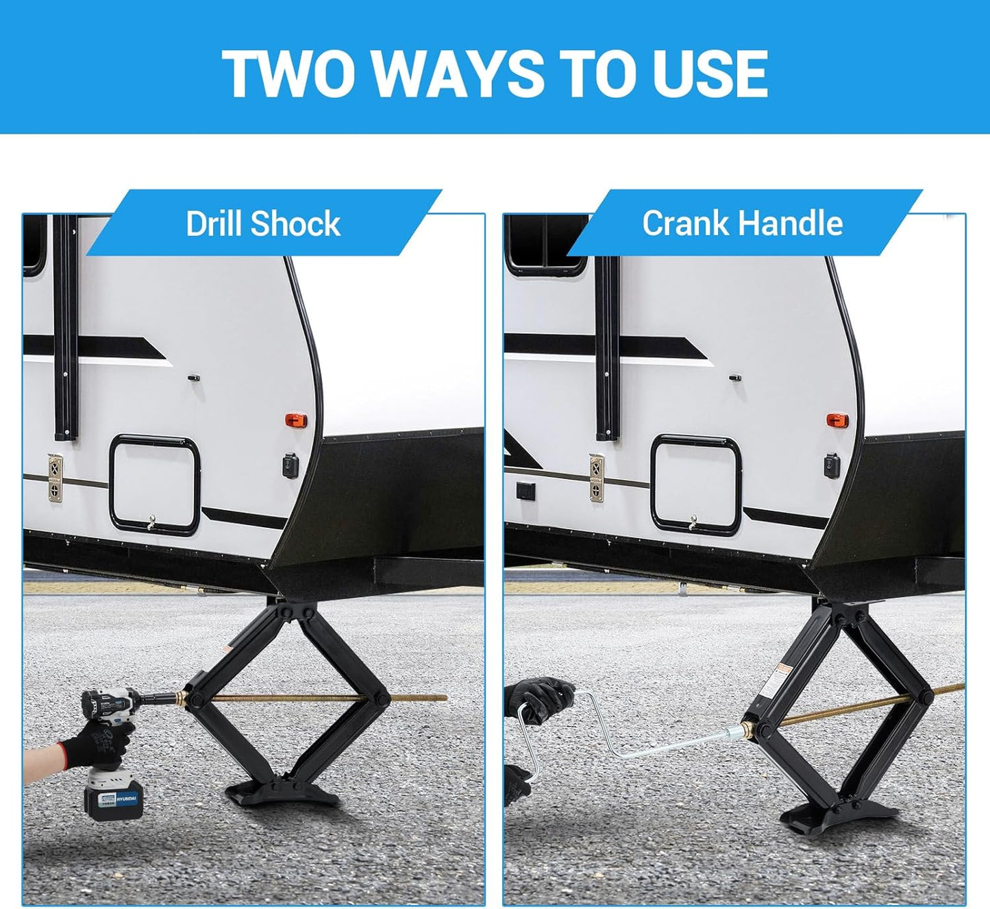 Garvee 24" RV Scissor Jack - 7500lb Heavy Duty Leveling Stabilizer with Crank Handle, Stable Base, 4"-24" Adjustable Height, Powder Coated Steel for Travel Trailers, RVs & Campers - 4 Pack